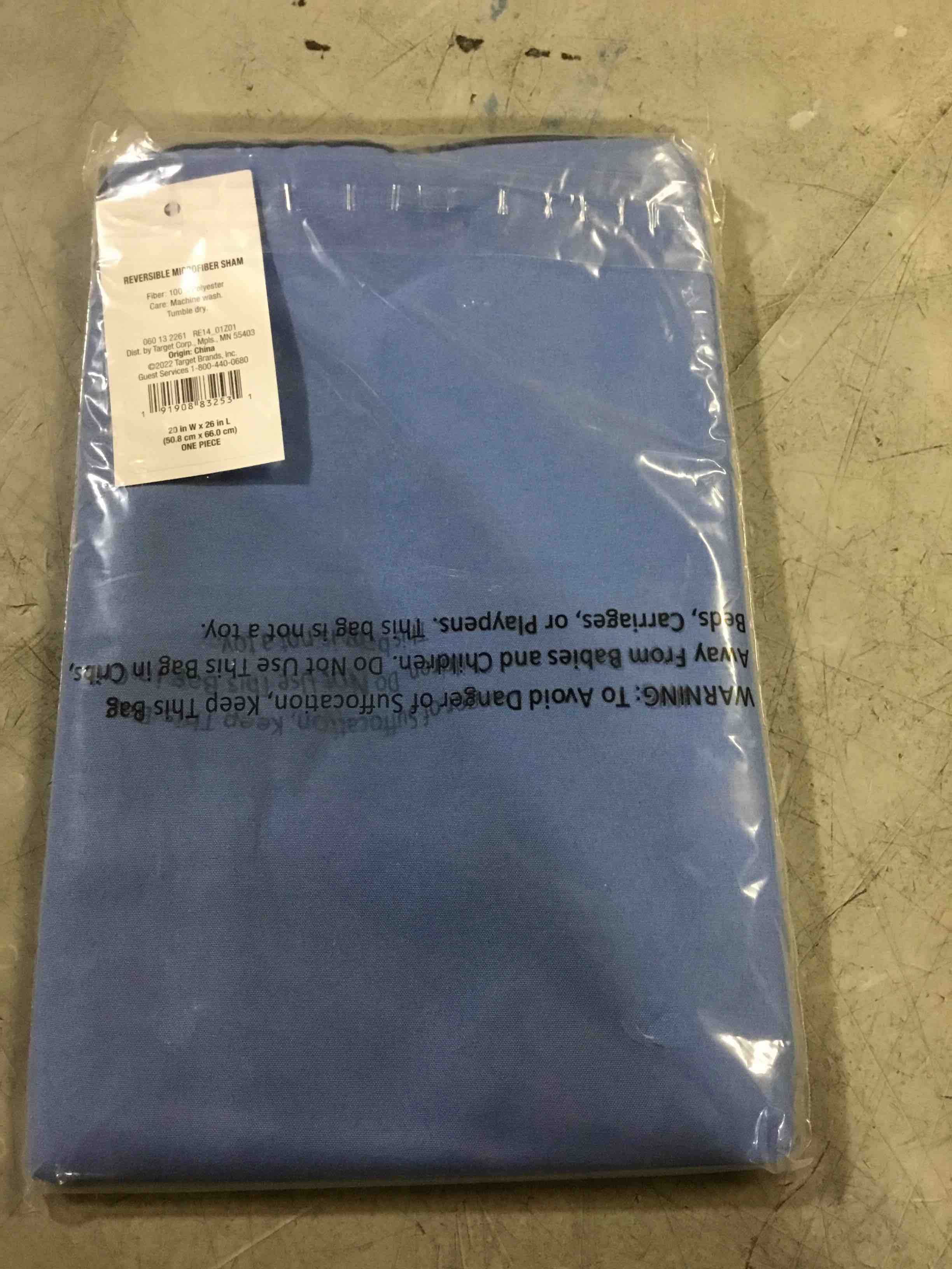 Condition photo showing Brand New for Standard Reversible Microfiber Solid Comforter Sham Blue/Navy - Room Essentials™: OEKO-TEX Certified, Teen & All Ages pack of 6