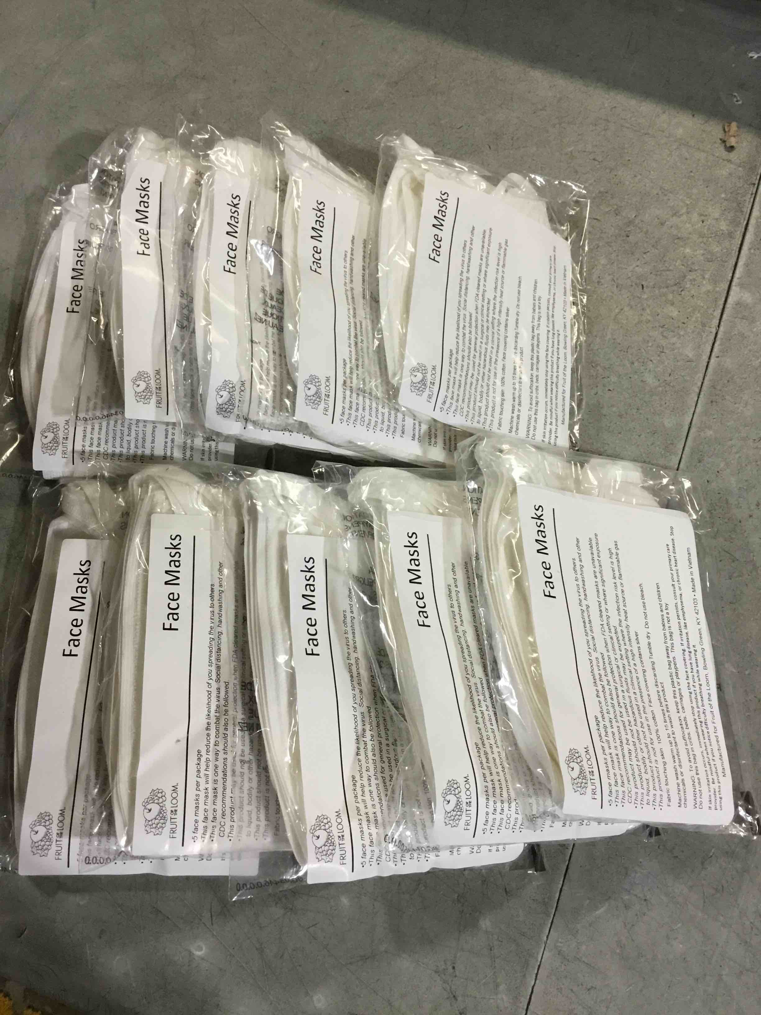 Condition photo showing New/Like New for Fruit of the Loom Reusable Cotton Face Mask - 50 Count Multipacks