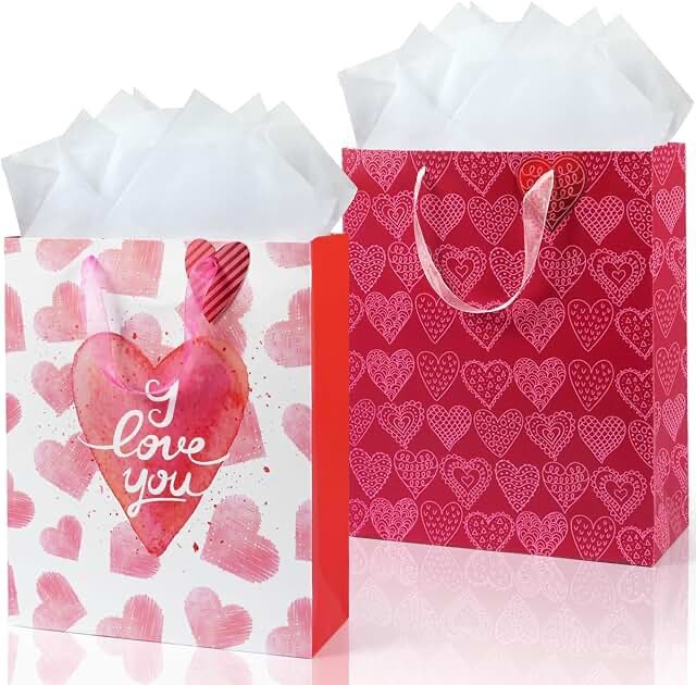 Condition photo showing Good Condition for 18 ct Cub Valentine's Day All Over Heart Print Gift Bags - Spritz