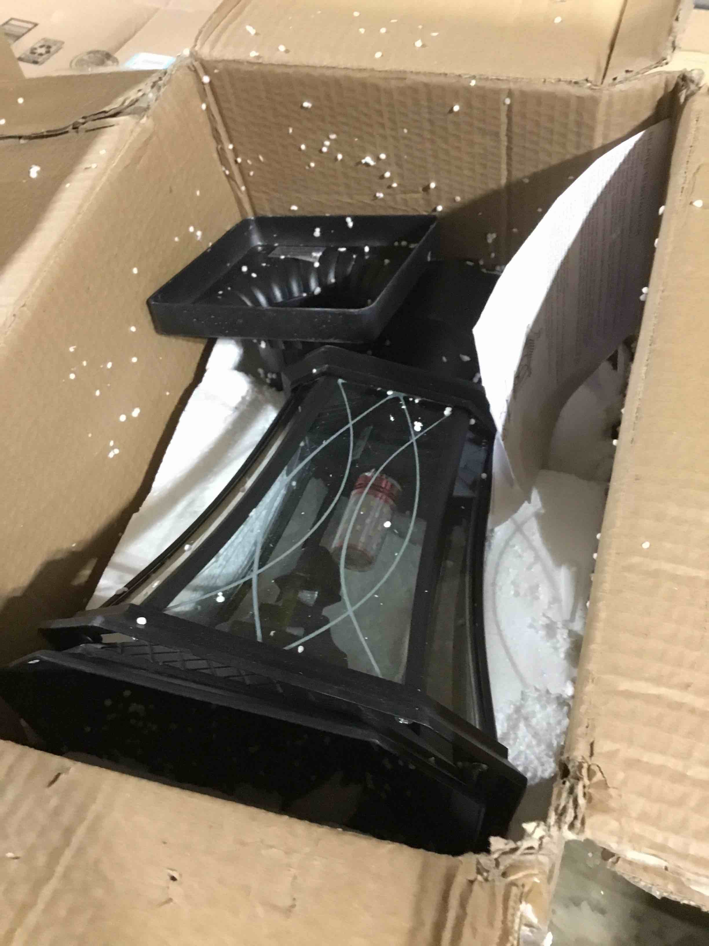 Condition photo showing Good Condition for Outdoor Post Lights with Pier Mount Base, Waterproof Aluminum 20" Exterior Pillar Lamps with Patterned Glass, Matte Black Outdoor Pole Lanterns for Patio, Porch, Yard Hardwired Post Light