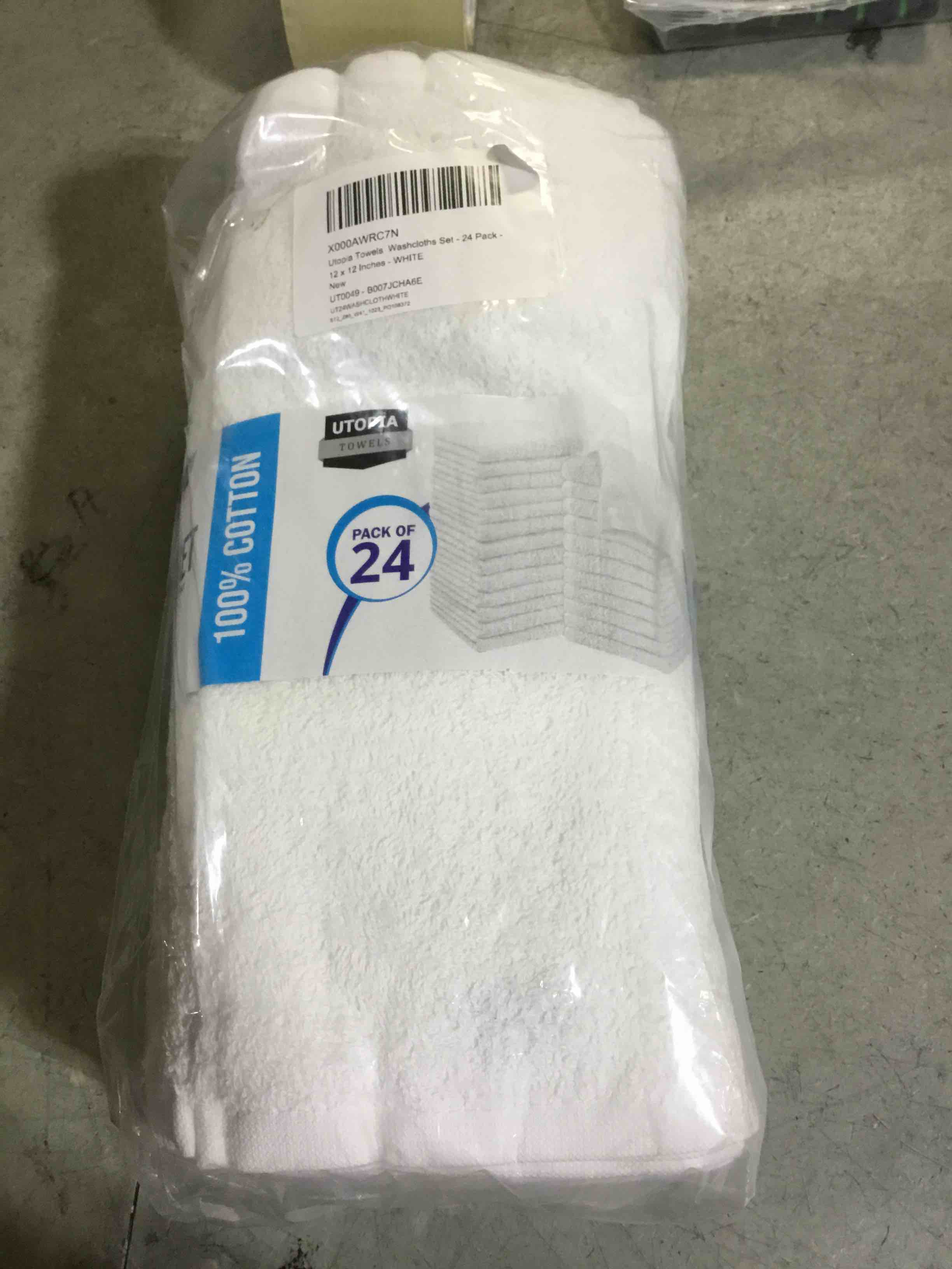 Condition photo showing Good Condition for Utopia Towels Cotton Washcloths Set - 100% Ring Spun Cotton, Premium Quality Flannel Face Cloths, Highly Absorbent and Soft Feel Fingertip Towels (24 Pack, White)