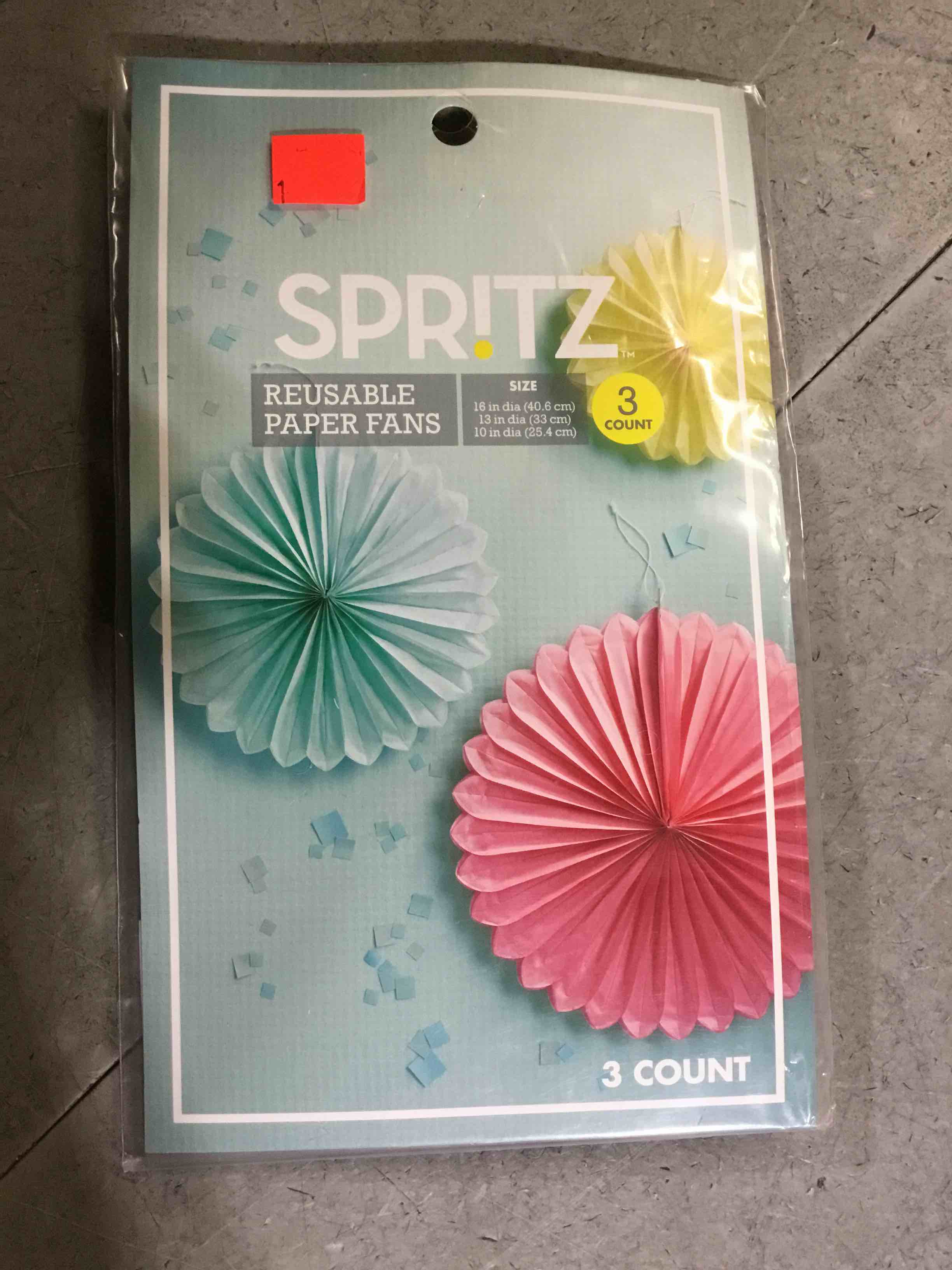 Condition photo showing New/Like New for 3ct Large Paper Fans Party Decorations - Spritz