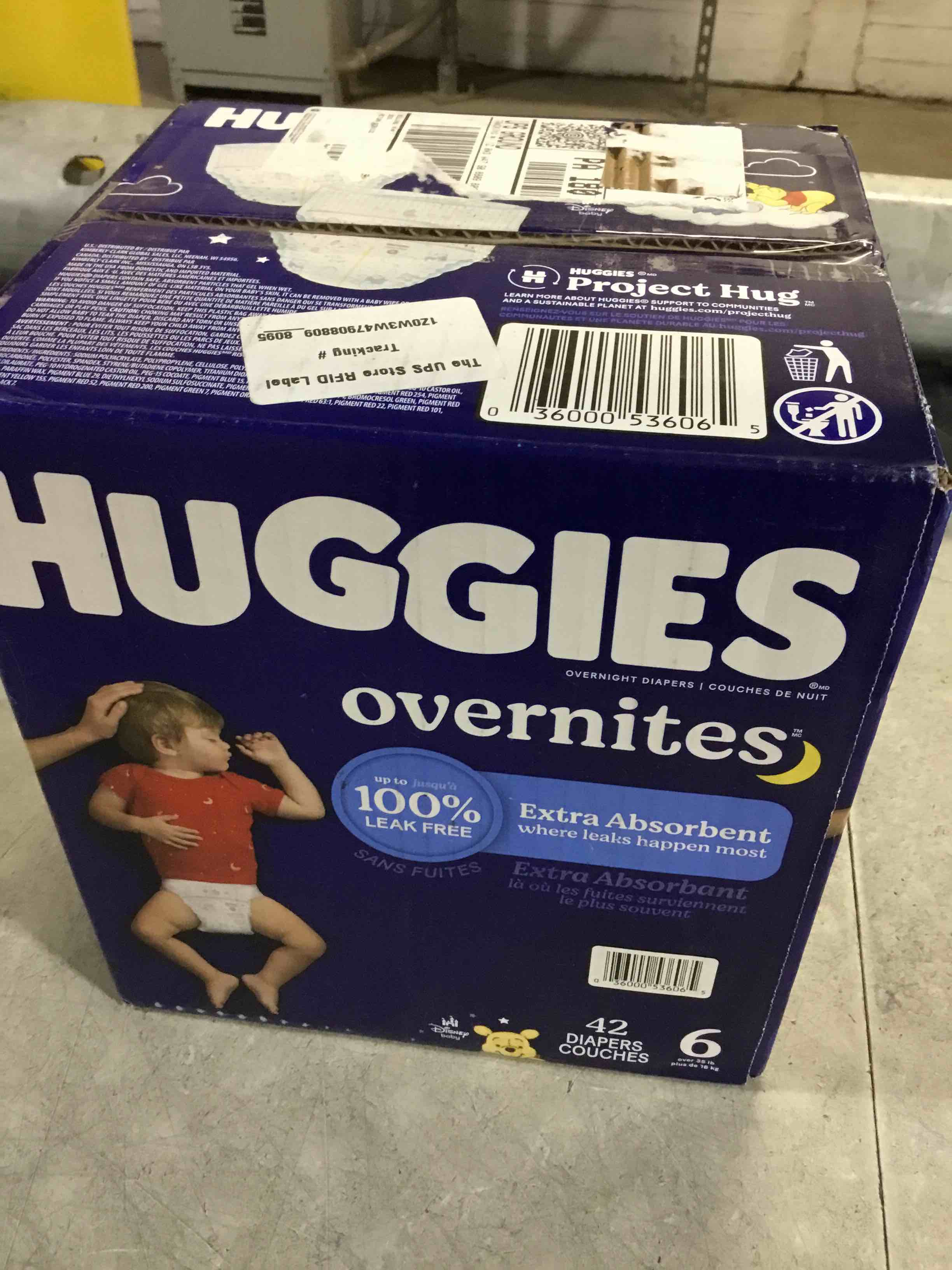 Condition photo showing New/Like New for Huggies Overnites Size 6 Overnight Diapers (35+ lbs), 42 Ct, Packaging May Vary Size 6 42
