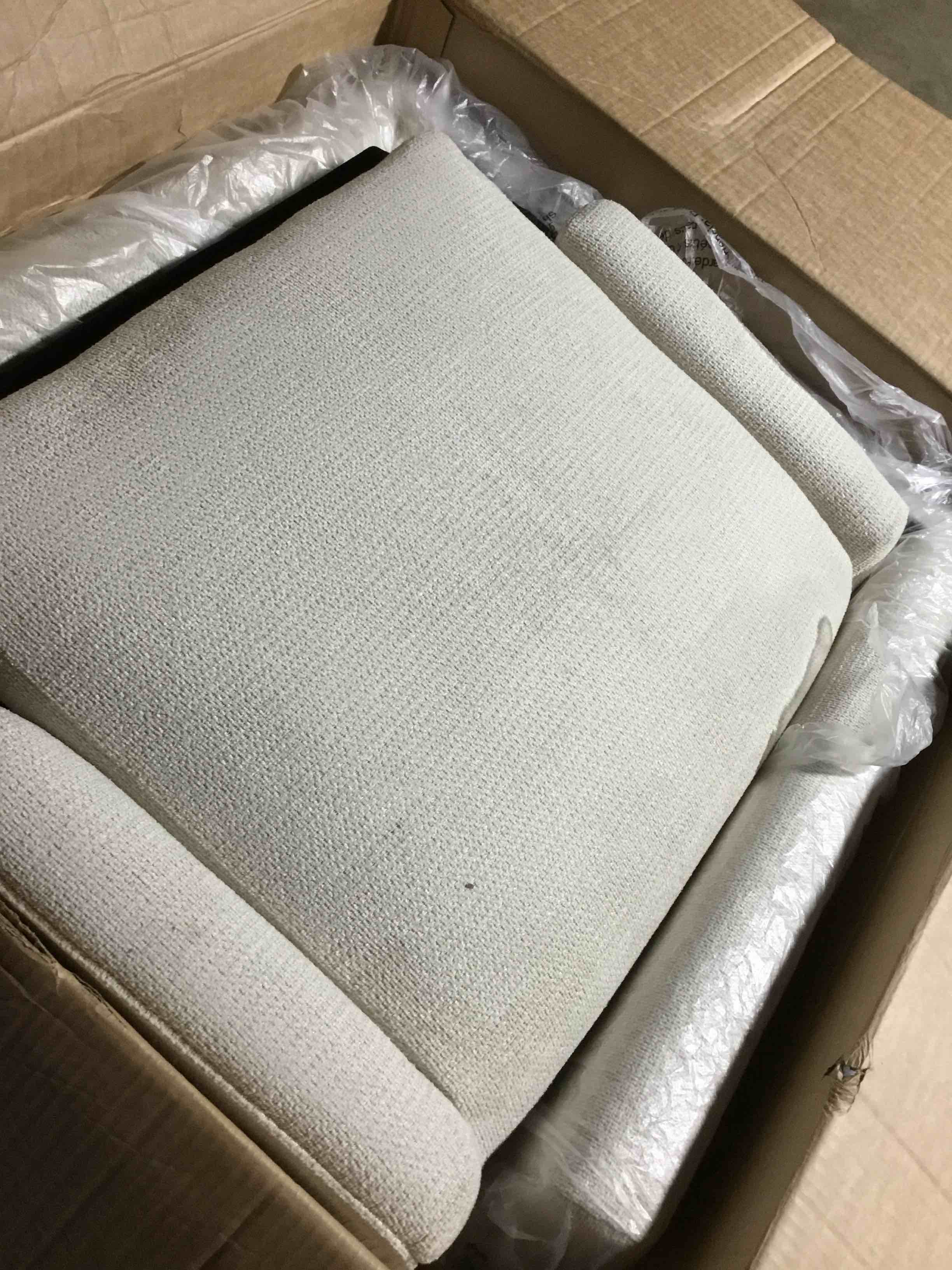 Condition photo showing As Is for (ONLY ONE CHAIR)COLAMY Modern Wingback Living Room Chair Set of 1, Upholstered Fabric Accent Armchair, Single Sofa Chair with Lounge Seat and Wood Legs for Bedroom/Office/Reading Spaces, Beige Beige Set of 1