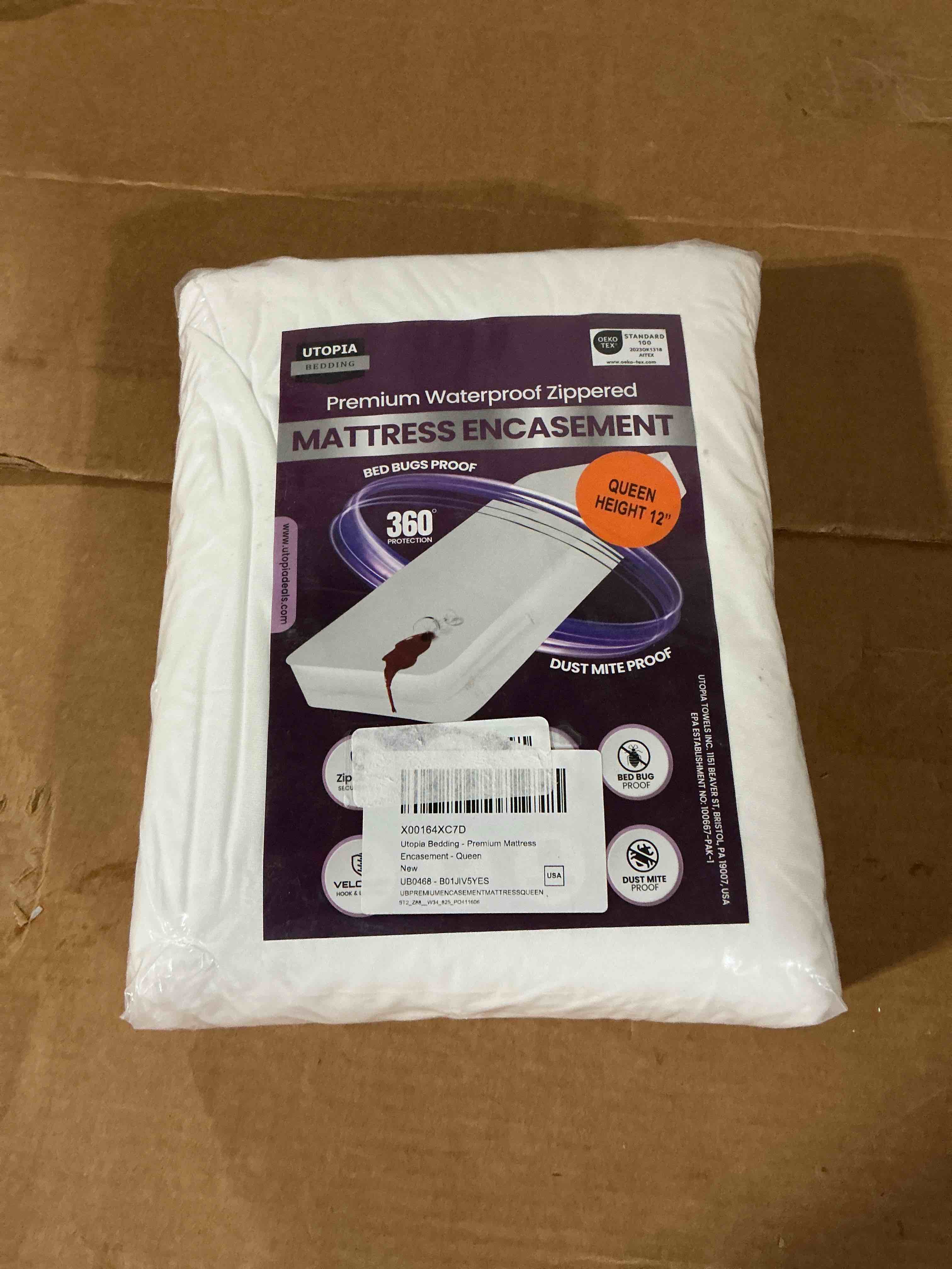 Condition photo showing New/Like New for utopia bedding premium waterproof bed bug mattress cover, queen zippered mattress protector, 12 inches deep, dust mite proof 6-sided mattress encasement for bed