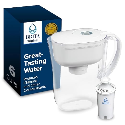 brita metro water filter pitcher with smartlight filter change indicator, bpa-free, replaces 1,800 plastic water bottles a year, lasts six months, includes 1 elite filter, small - 6-cup capacity