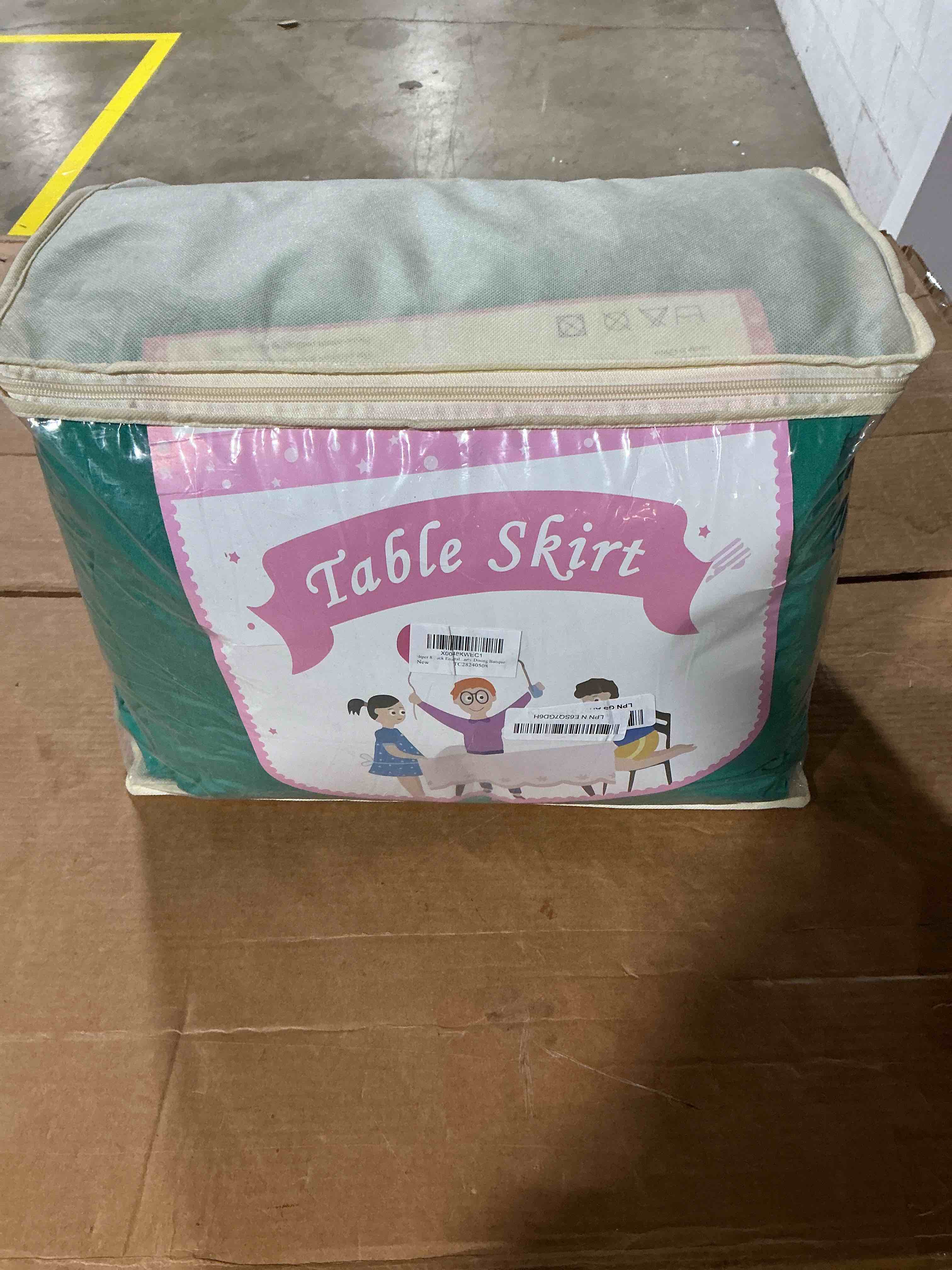 Condition photo showing New/Like New for 8 pack emerald green spandex round tablecloths for 60 inch table, stretchy 120inch fitted 5ft round table cloths, wrinkle free table cover with skirt for wedding party dining banquet emerald green 60inch(8pack)