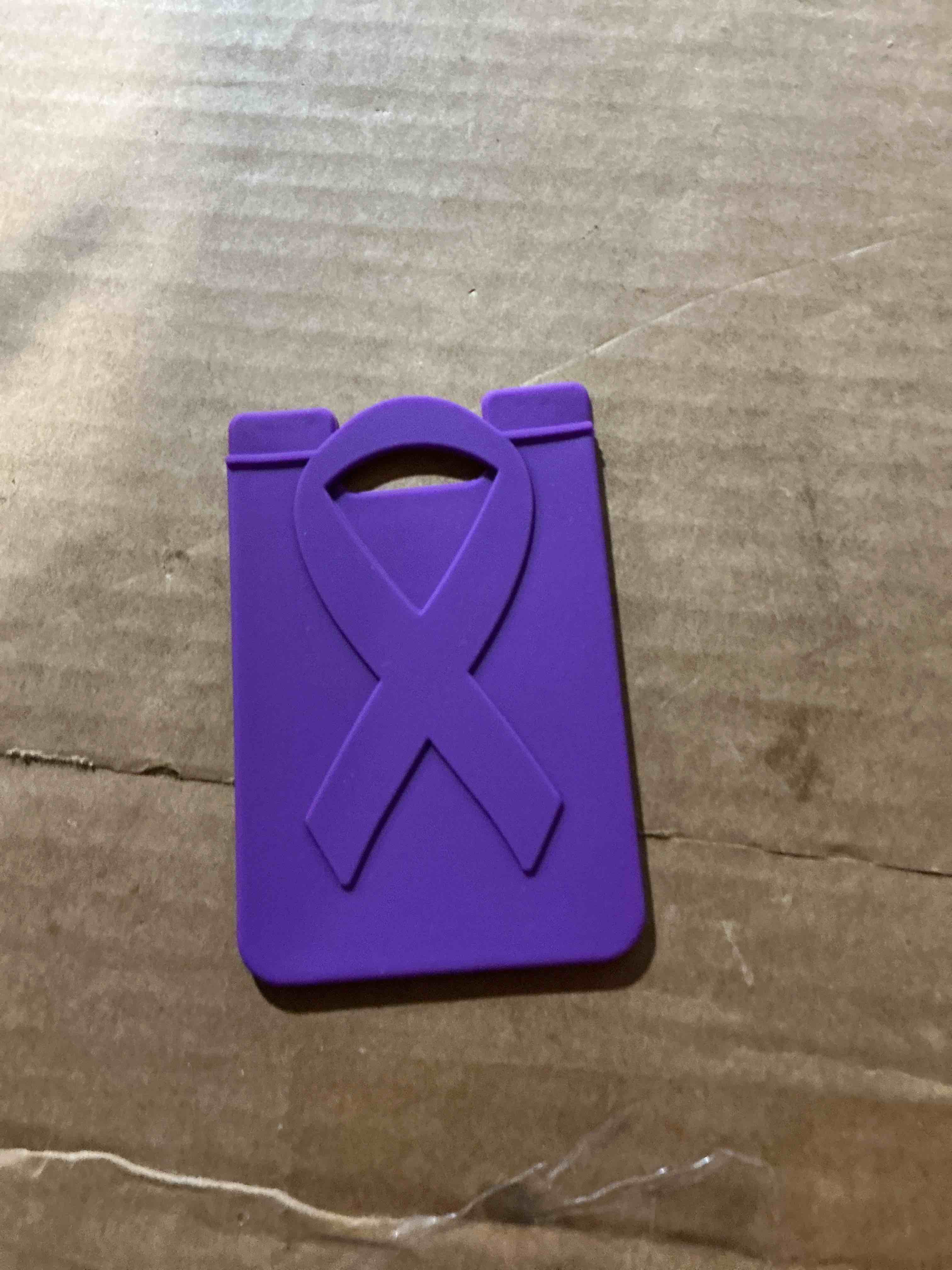 Condition photo showing New/Like New for 25-counts breast cancer ribbon phone wallet | stick on phone wallet | purple color ( different stock color)