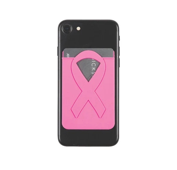 25-counts breast cancer ribbon phone wallet | stick on phone wallet | purple color ( different stock color)