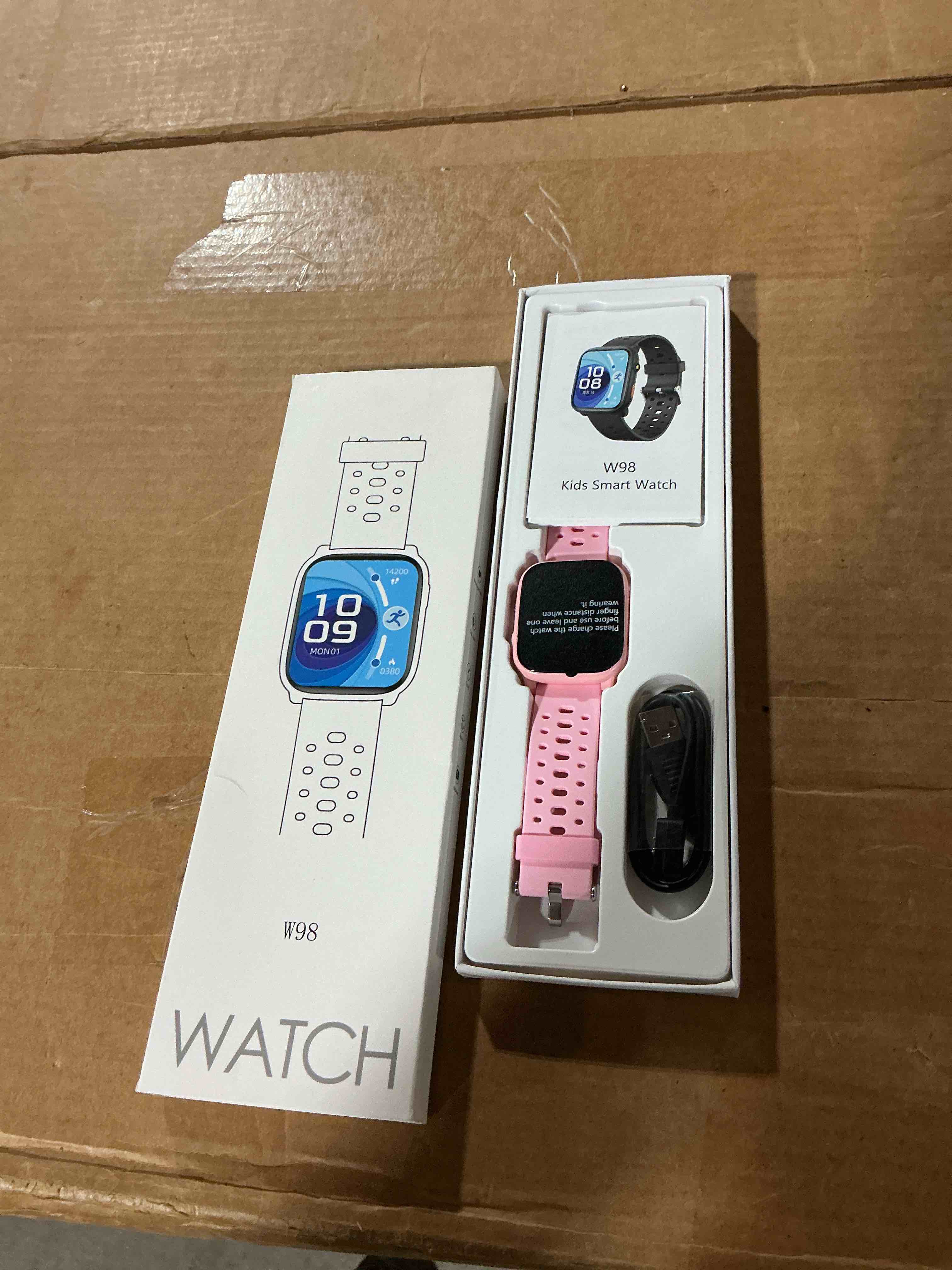 Condition photo showing New/Like New for kids smart watches girls gift age 6-12 with 12 puzzle games, heart rate, sleep monitor, pedometer, flashlight, 1.83" touchscreen ip68 waterproof kid watch brithday gift for girls pink
