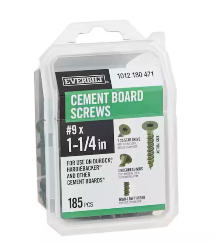 9 x 1-1/4 in. ribbed flat head t25 star drive cement board screw (185-pack)