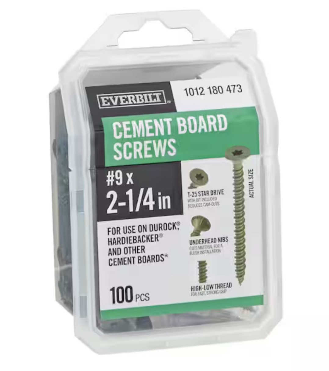 9 x 2-1/4 in. ribbed flat head t25 star drive cement board screw (100-pack)