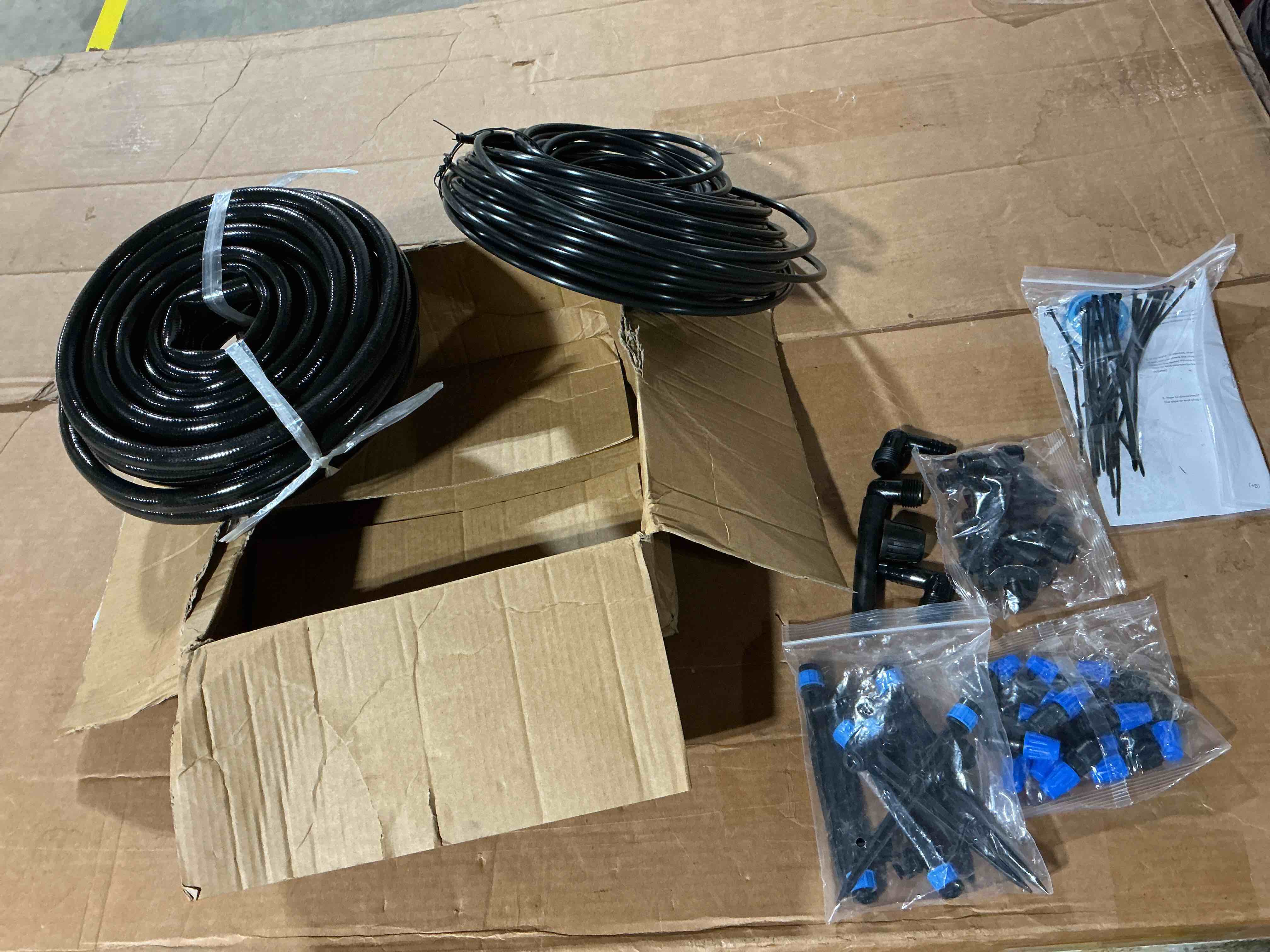 Condition photo showing Good Condition for 230ft new quick-connect drip irrigation system kit, automatic garden watering misting system for greenhouse, yard, lawn, plant with 1/2 inch hose 1/4 inch distribution tubing and accessories 33ft 1/2''main tube+197ft 1/4'' tube