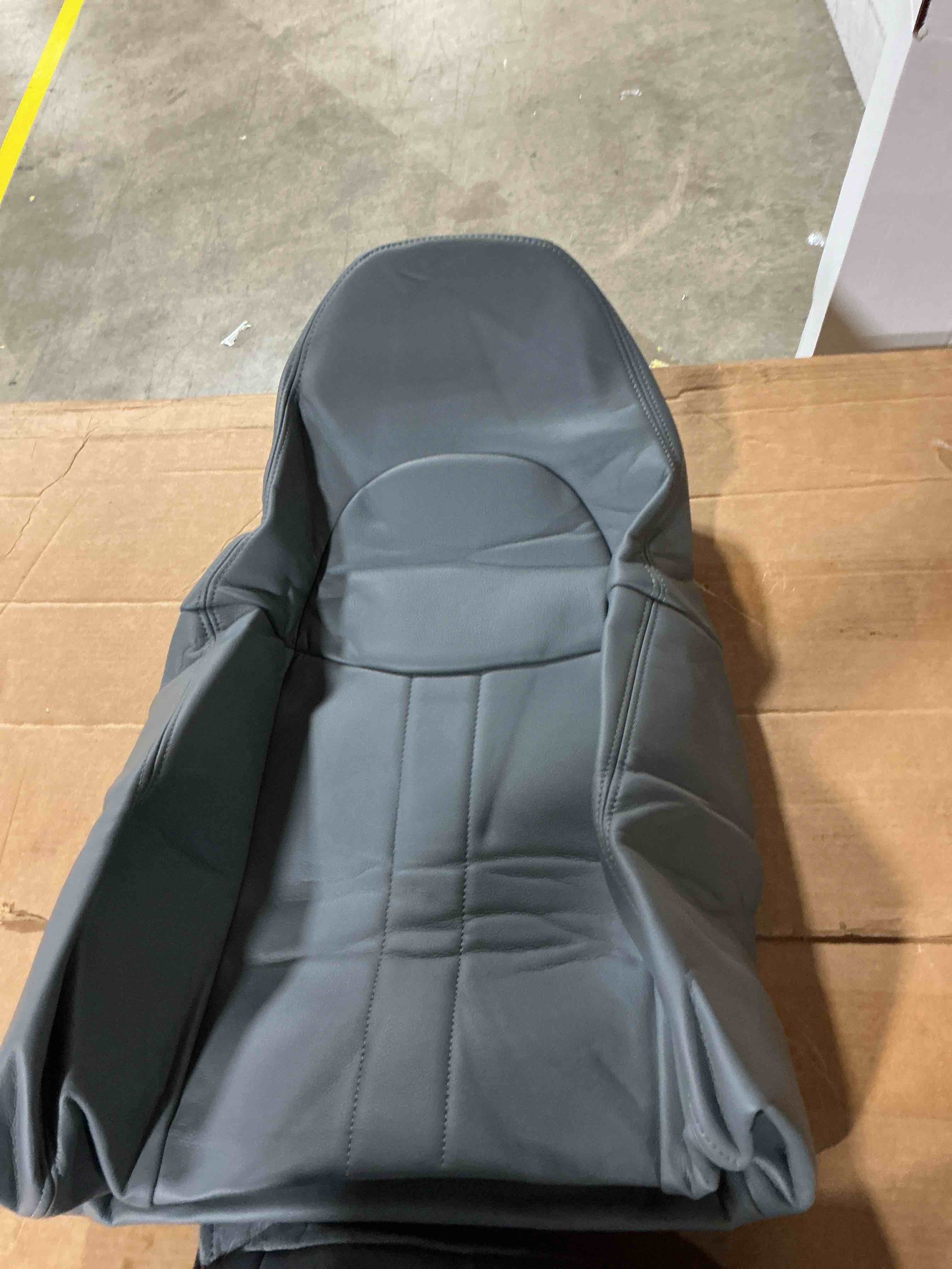Condition photo showing Good Condition for front replacement leather seat covers gray, unknown model. (see additional photos)