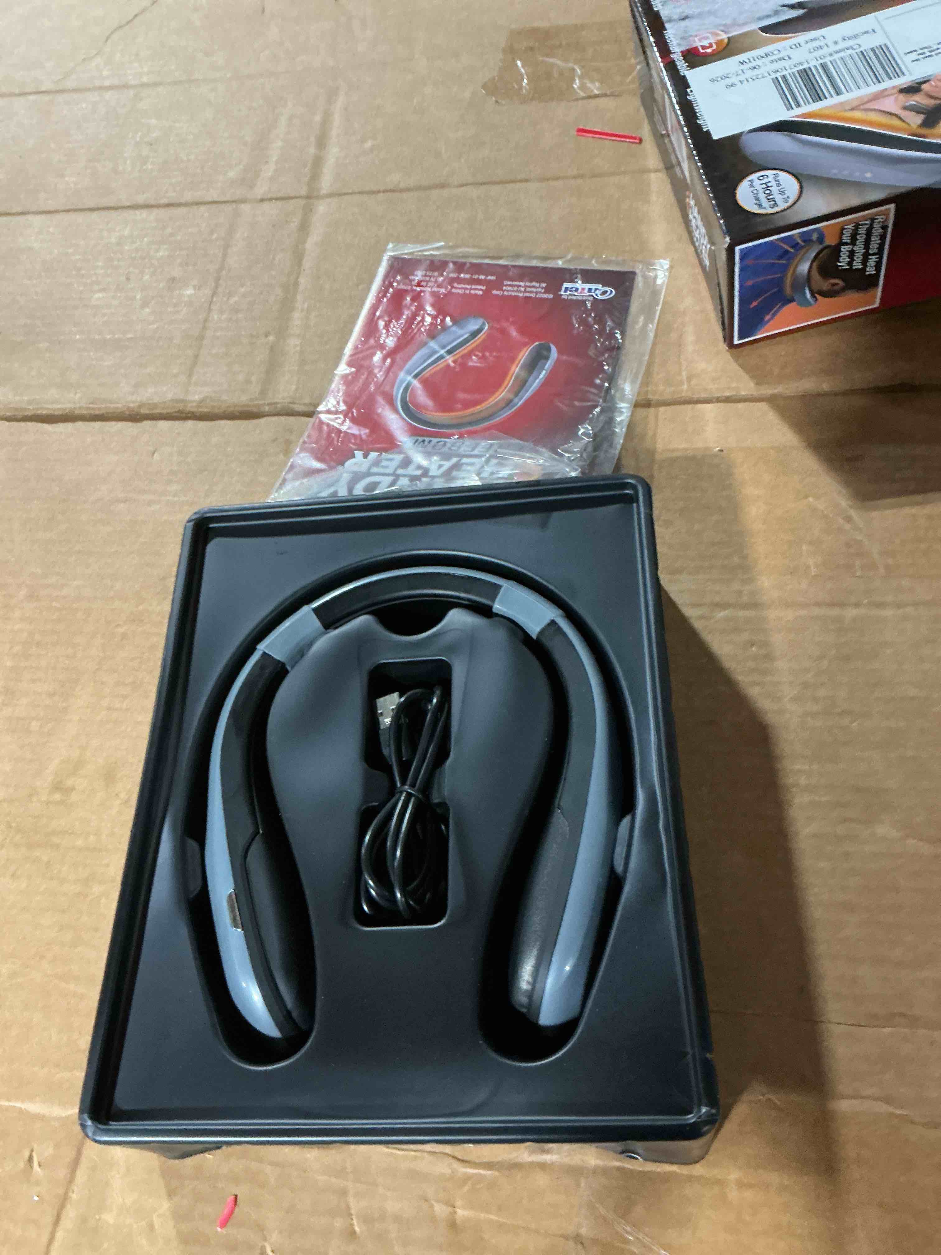 Condition photo showing As Is for handy heater freedom, wearable ceramic heater, rechargeable usb