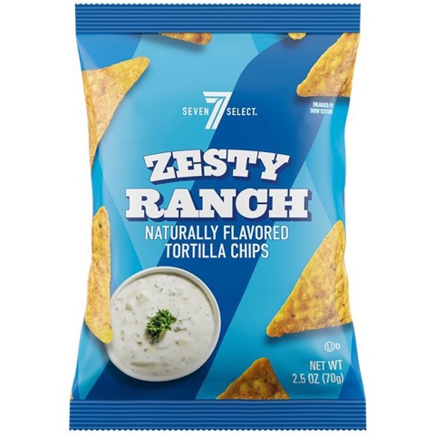case of 16 seven select zesty ranch artificially flavored tortilla chips 2.5 oz bb 3.2026