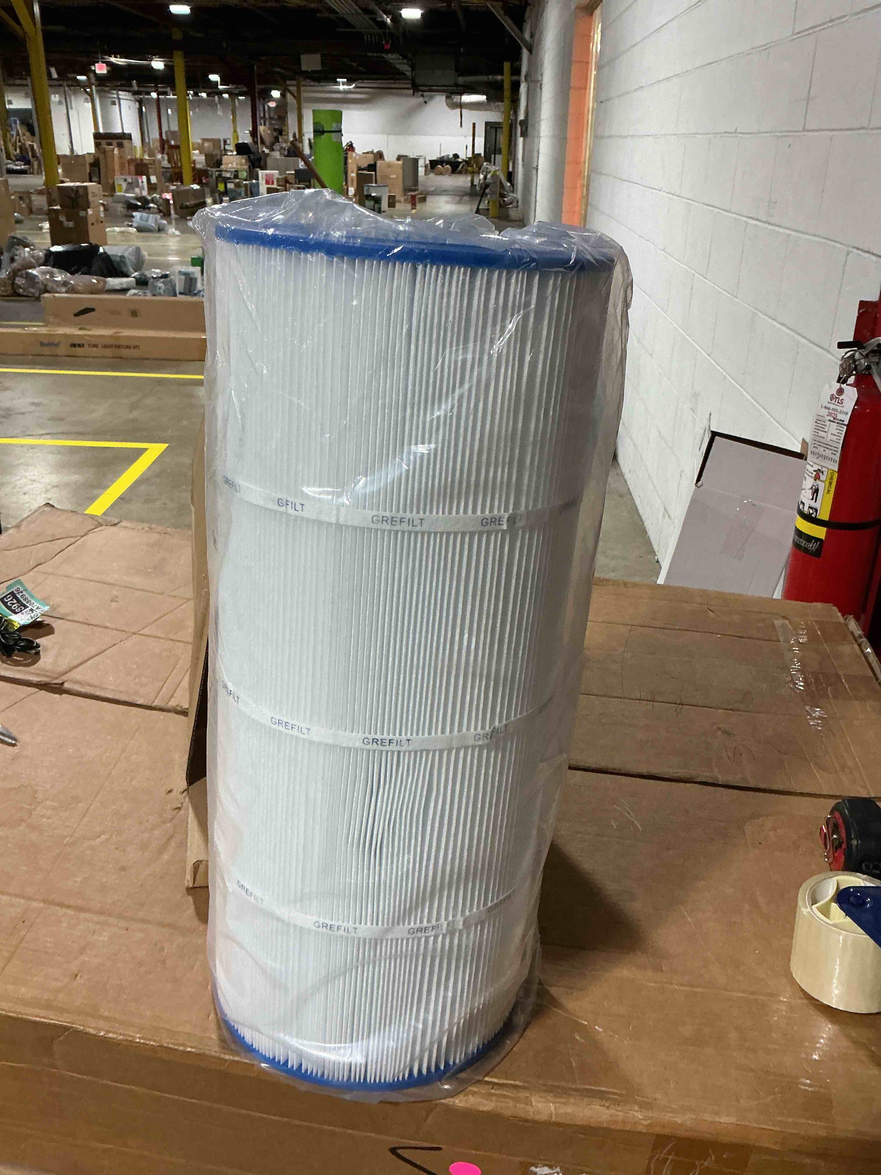 Condition photo showing As Is for cc100 pool filter cartridge, compatible with pentair cc100, ccrp100, replaces pleatco pap100, unicel c-9410, filbur fc-0686, pentair r173215, 100 sq.ft, dimensions: 23 5/8" x 10 1/16"