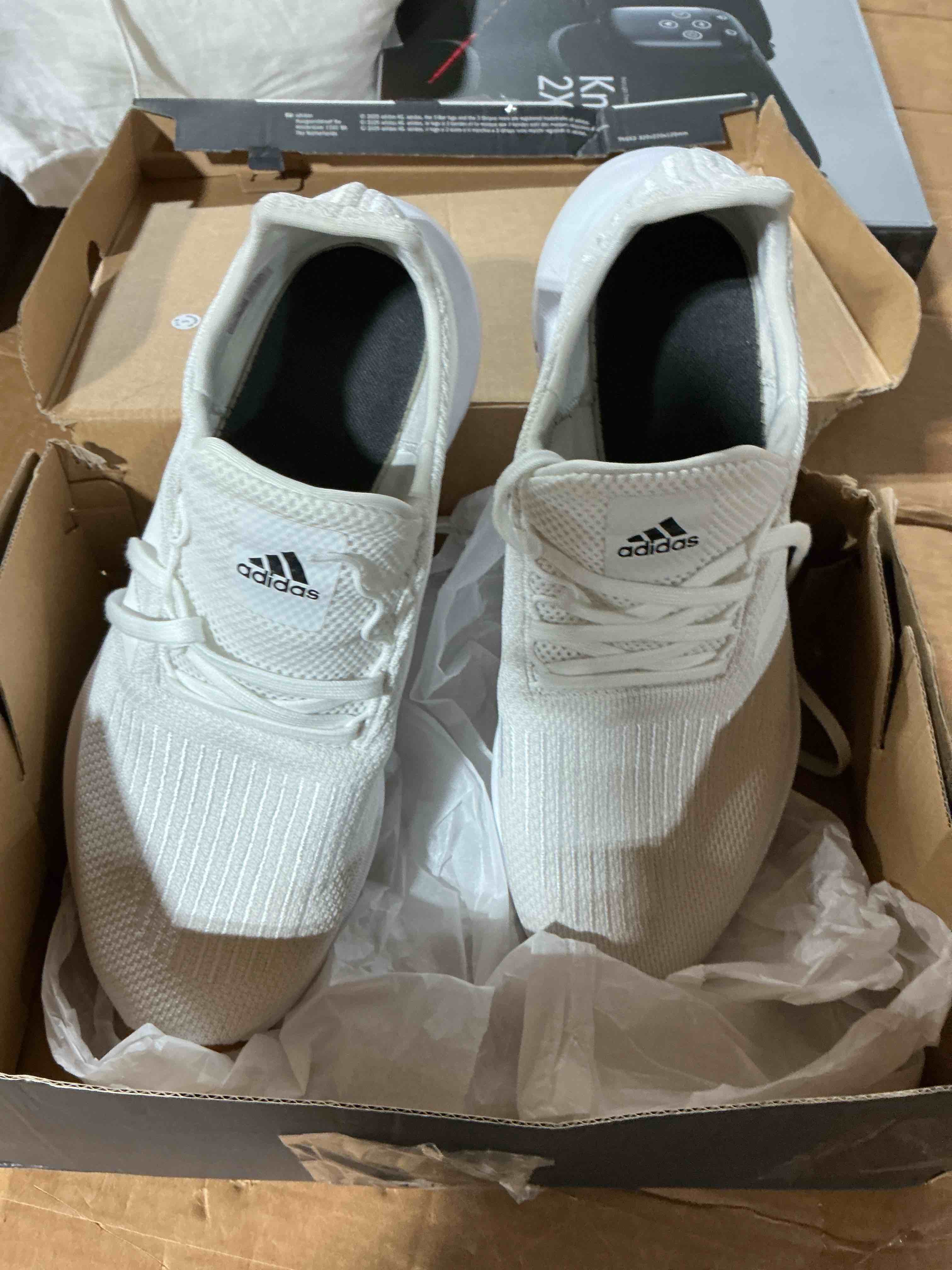 Condition photo showing As Is for adidas mens swift run 1 sneakers shoes casual - beige 10.5 white/white/black