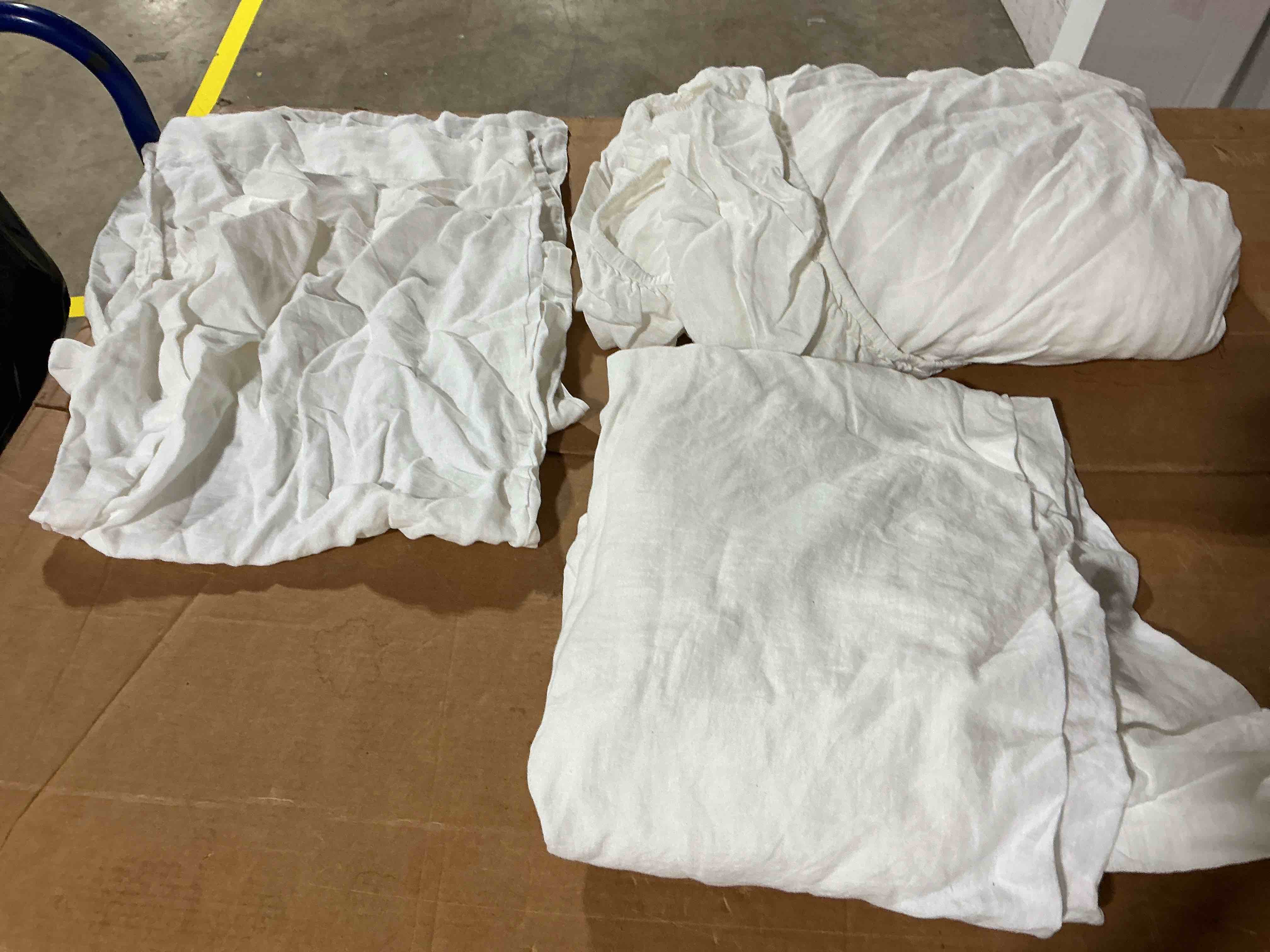 Condition photo showing As Is for quince european linen sheet set king size sand beige 4 piece 