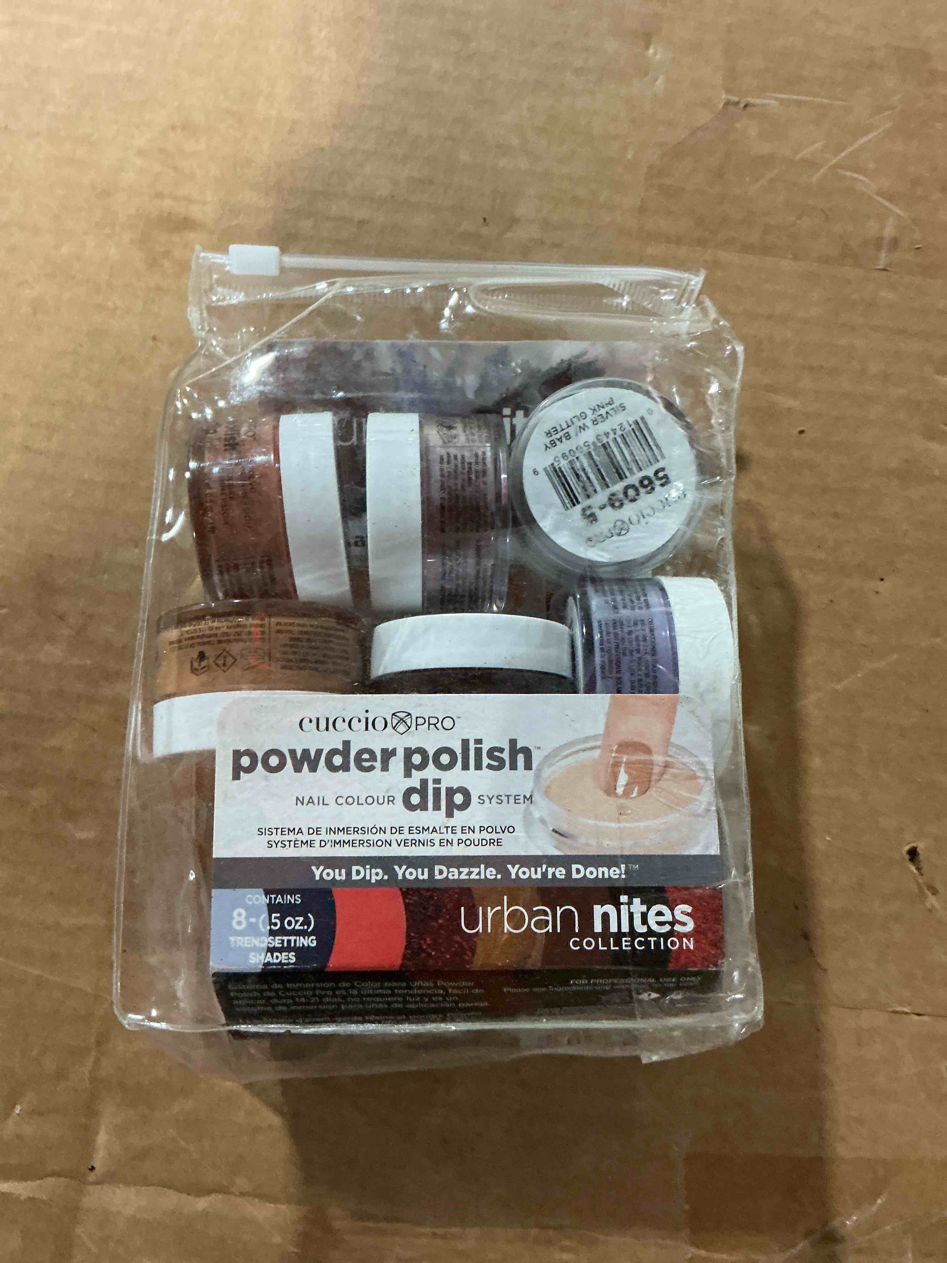 Condition photo showing As Is for cuccio colour powder polish nail color dip system - fast, easy and odorless application - durable, vibrant color - light and natural results - no led/uv light required - urdan nights collection - 8 pc