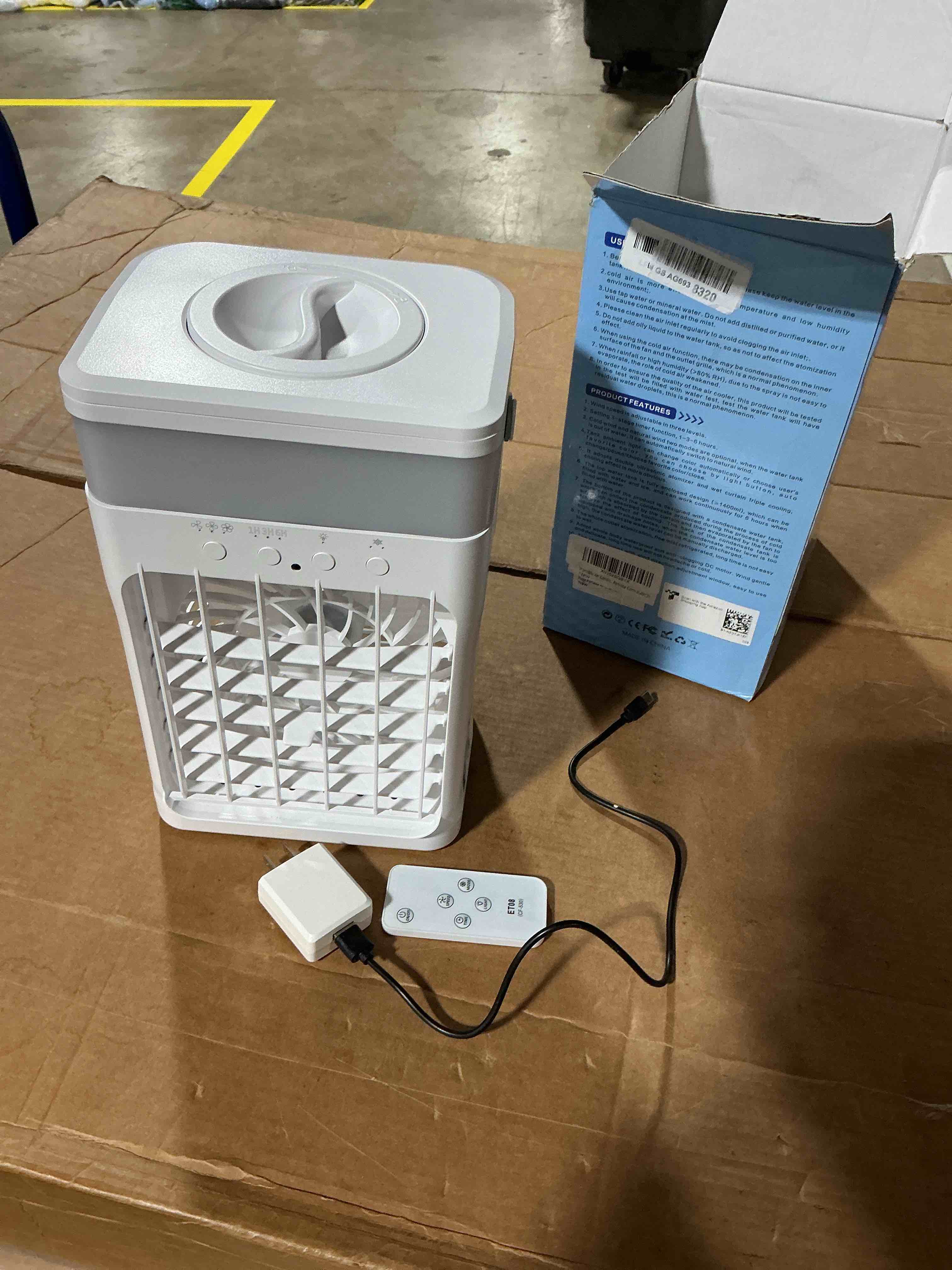 Condition photo showing Good Condition for portable air conditioner, cooling fan 3 speeds & 3 modes personal cooling fan mini air conditioner fan with remote, 1500ml water tank, night light, for home office bedroom