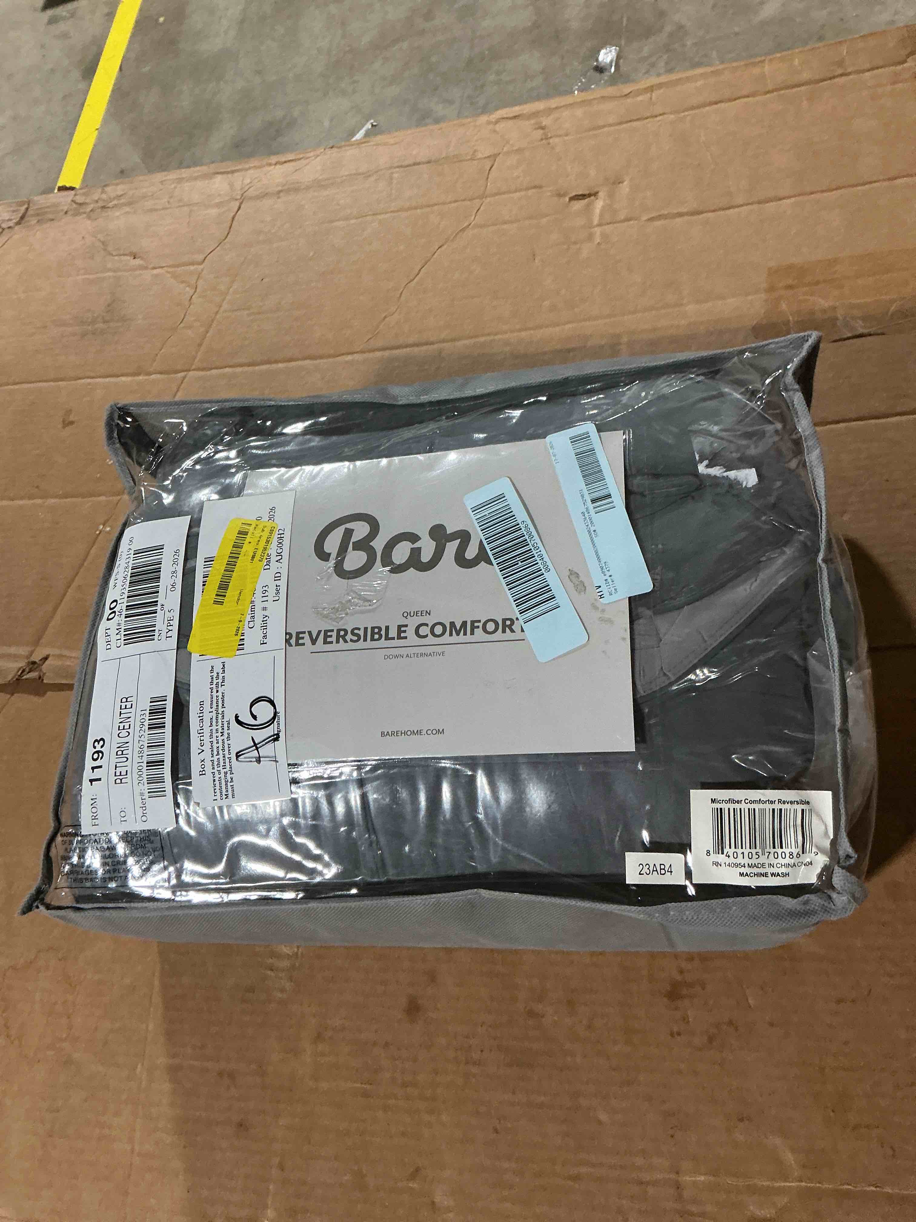 Condition photo showing New/Like New for bare home 1800 collection reversible down alternative comforter all-season queen gray/light gray