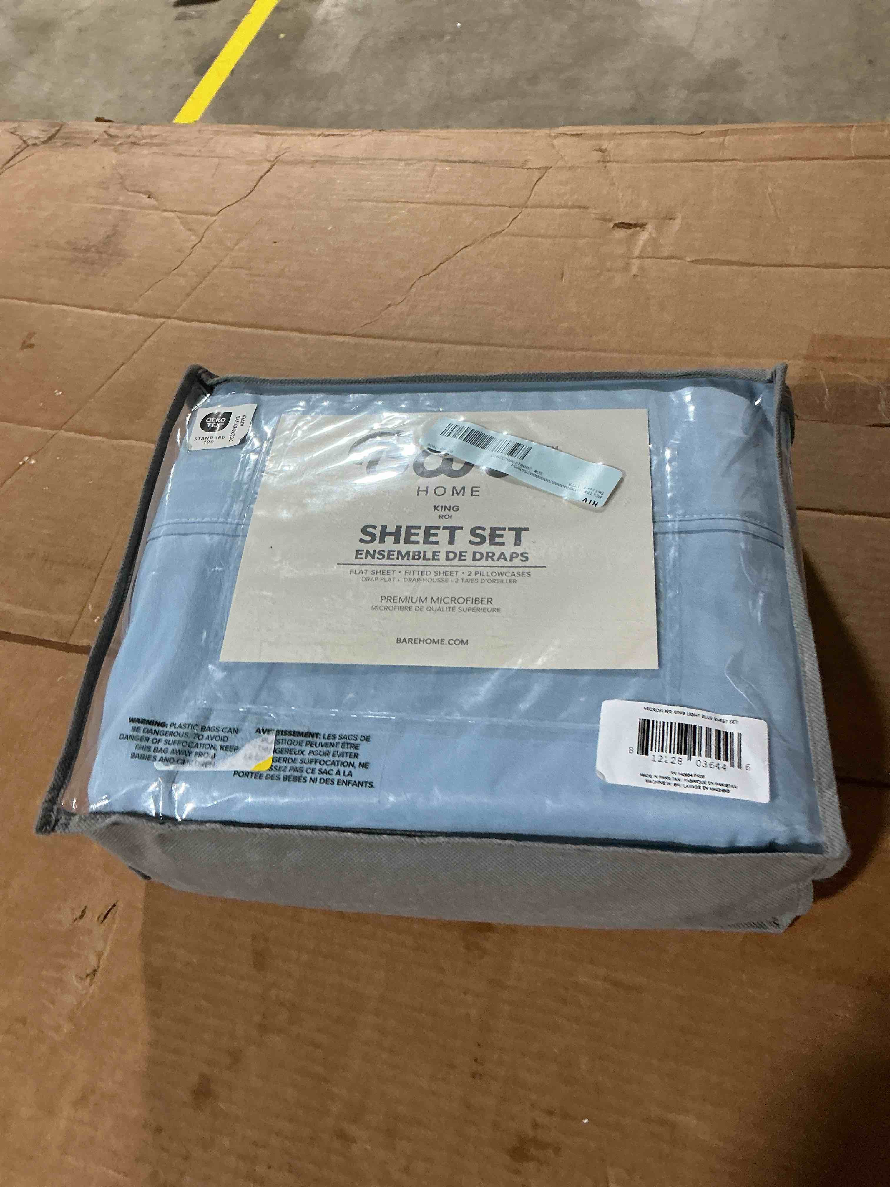 Condition photo showing New/Like New for bare home double brushed sheet set, king bedding