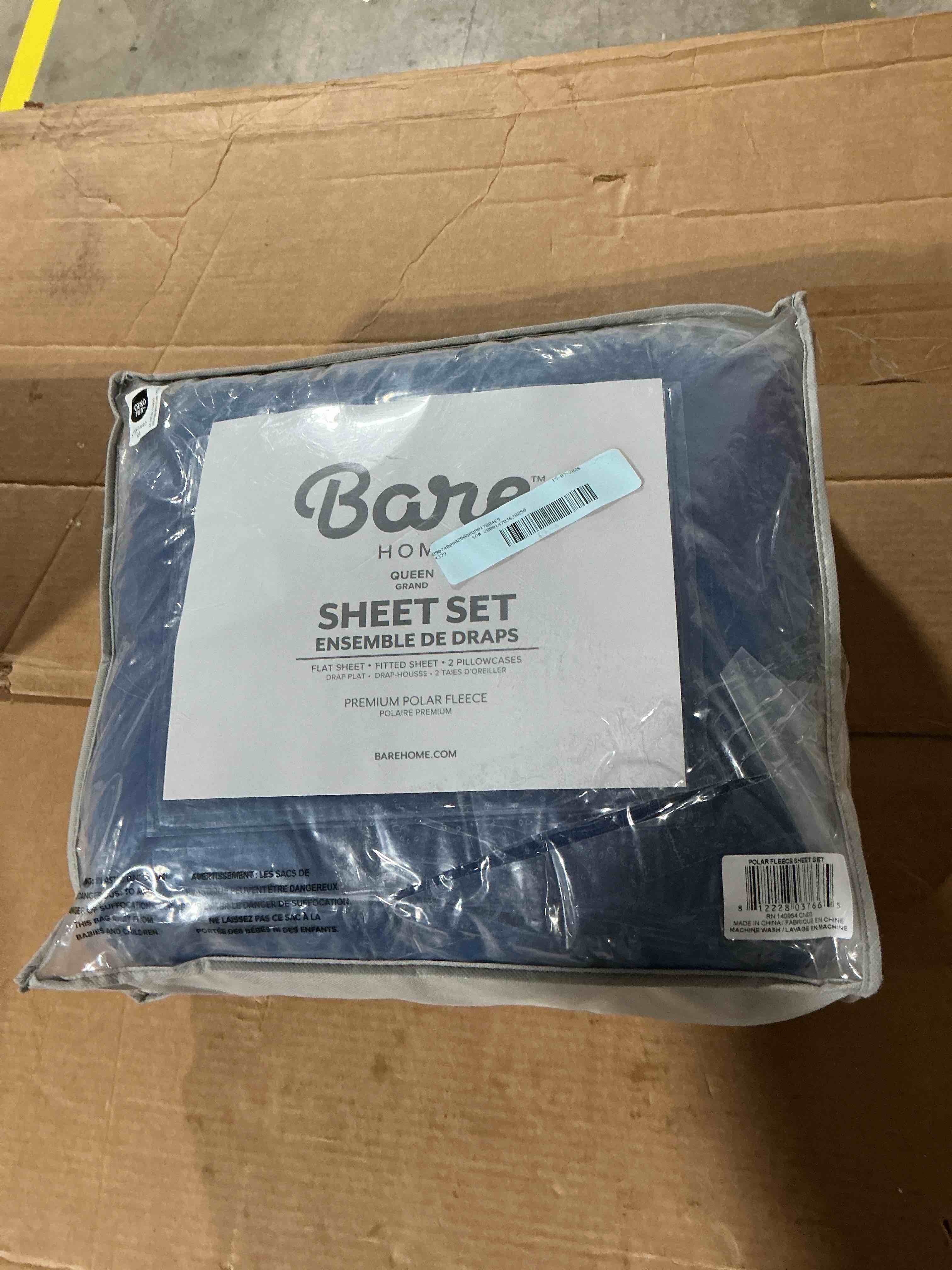 Condition photo showing New/Like New for bare home cozy fleece sheet set - extra plush polar fleece - deep pocket - queen  dark blue