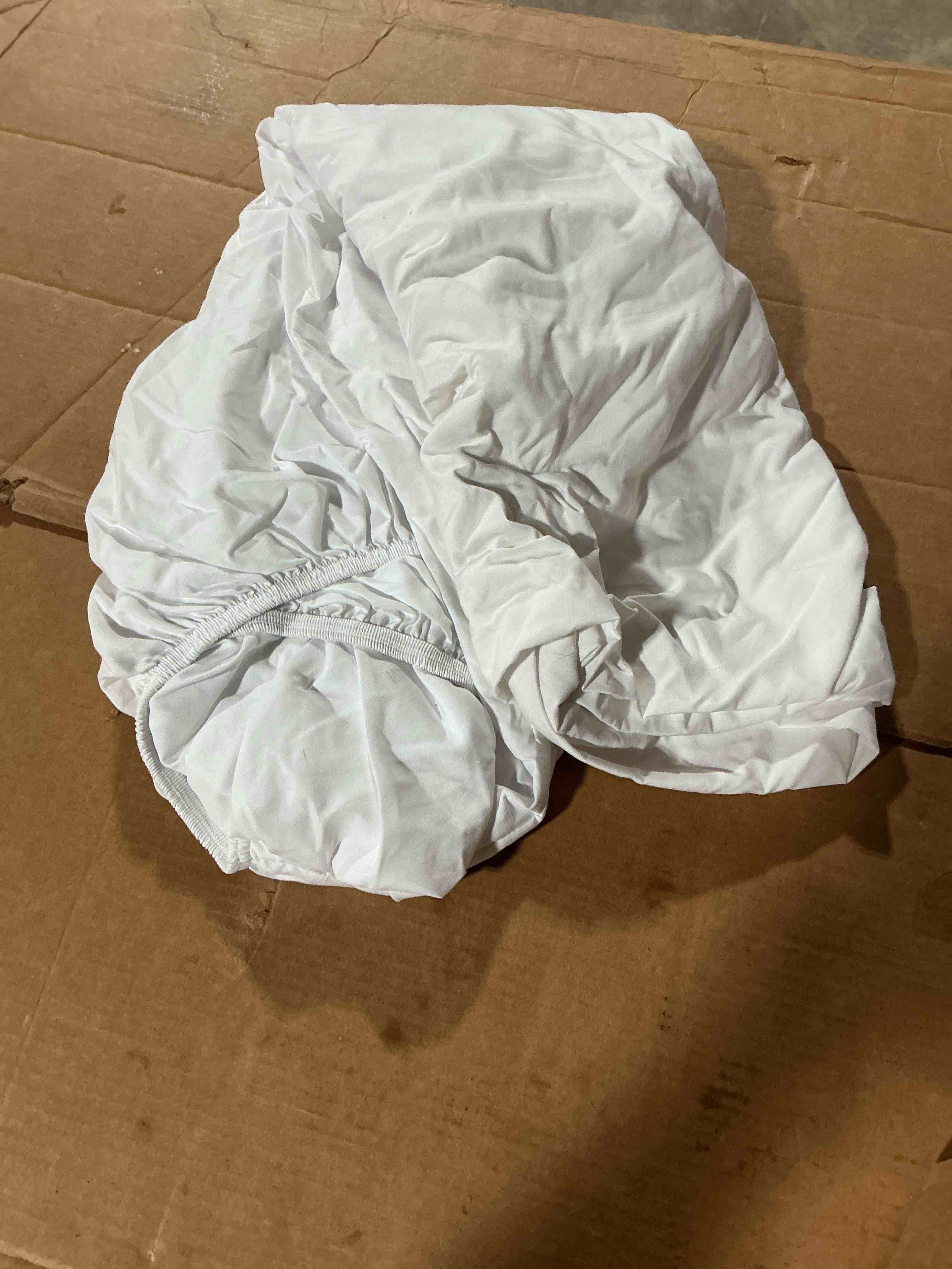 Condition photo showing As Is for bare home fitted sheet - 22 extra deep pocket - premium 1800 collection - twin-xl white