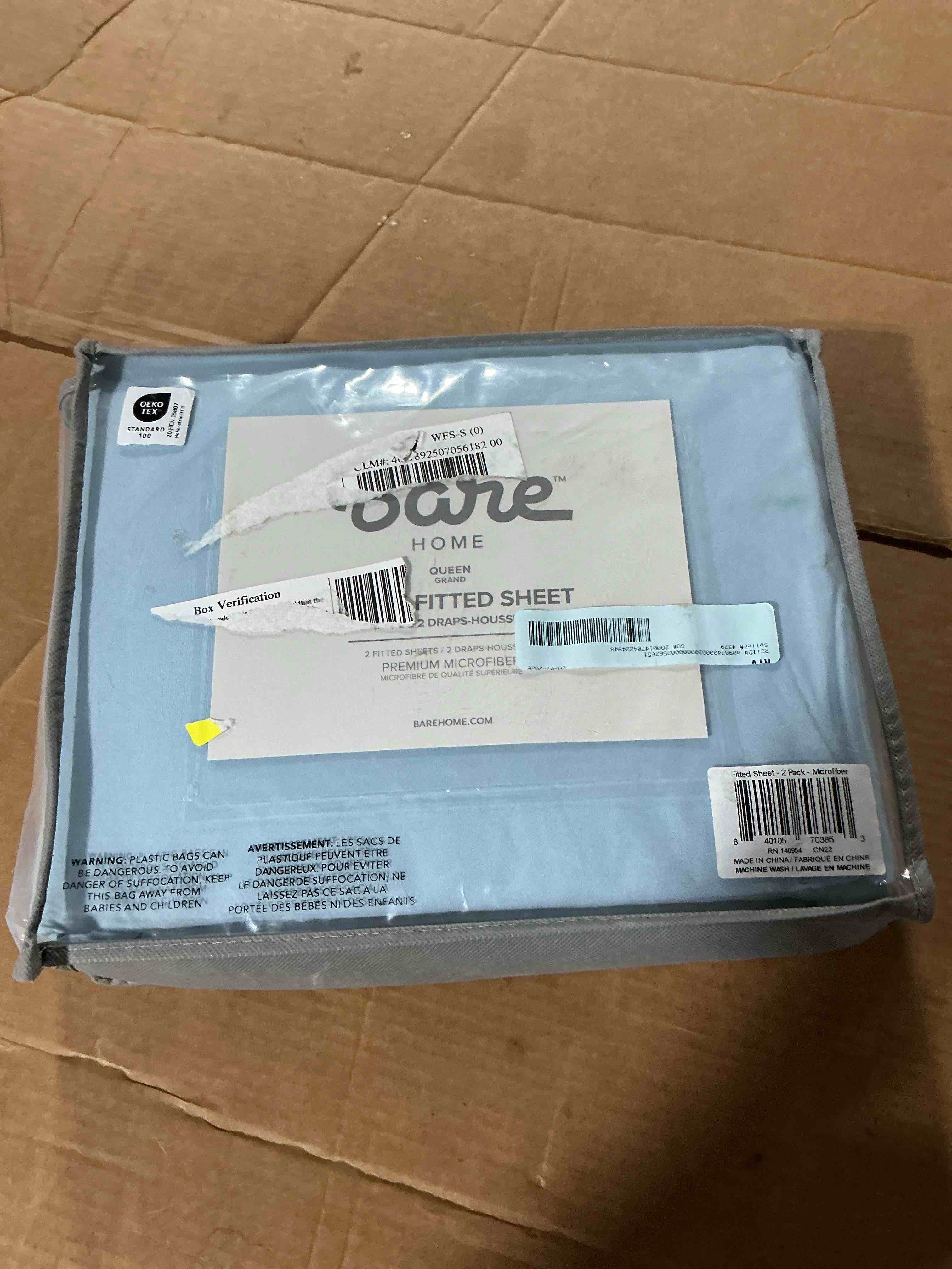 Condition photo showing New/Like New for bare home 2-pack fitted sheets - premium 1800 collection - ultra-soft - deep pocket - queen light blue