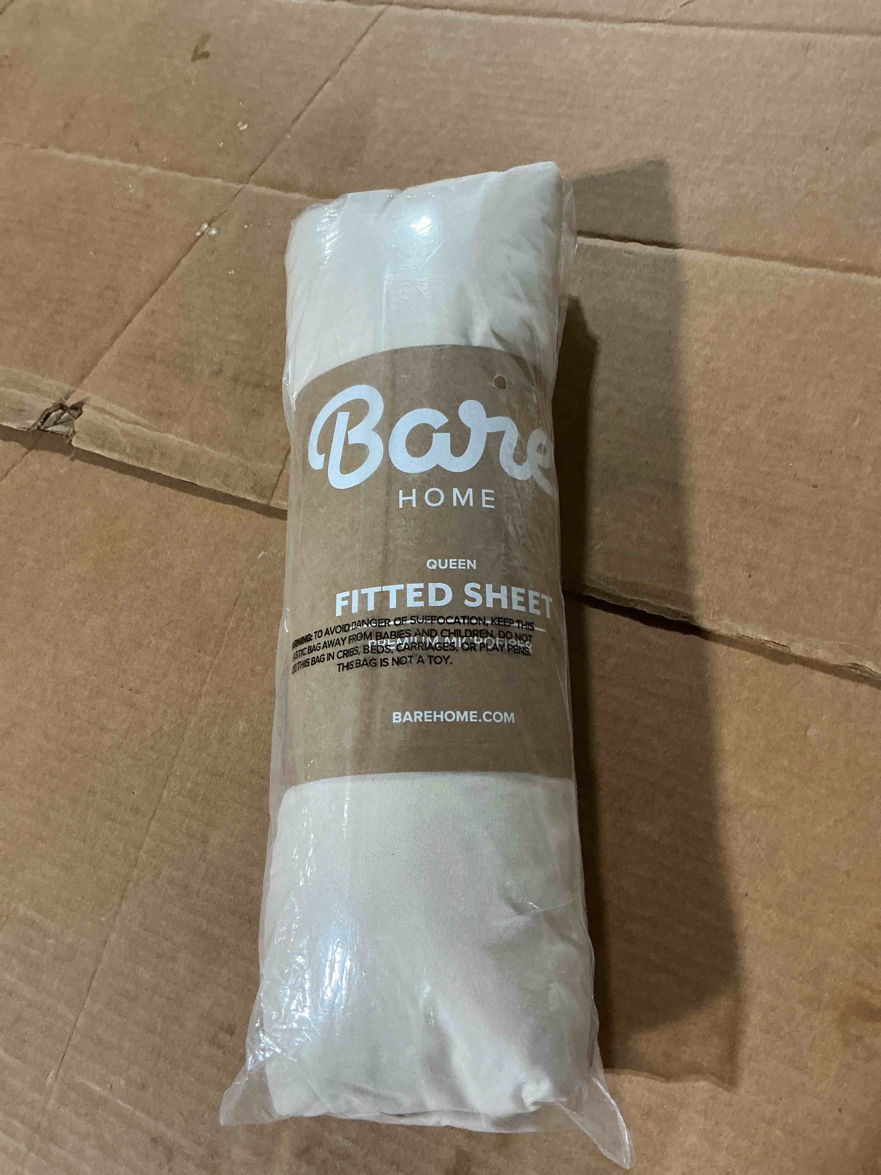 Condition photo showing New/Like New for bare home fitted sheet - premium 1800 collection - deep pocket - ultra-soft wrinkle resistant - queen sand