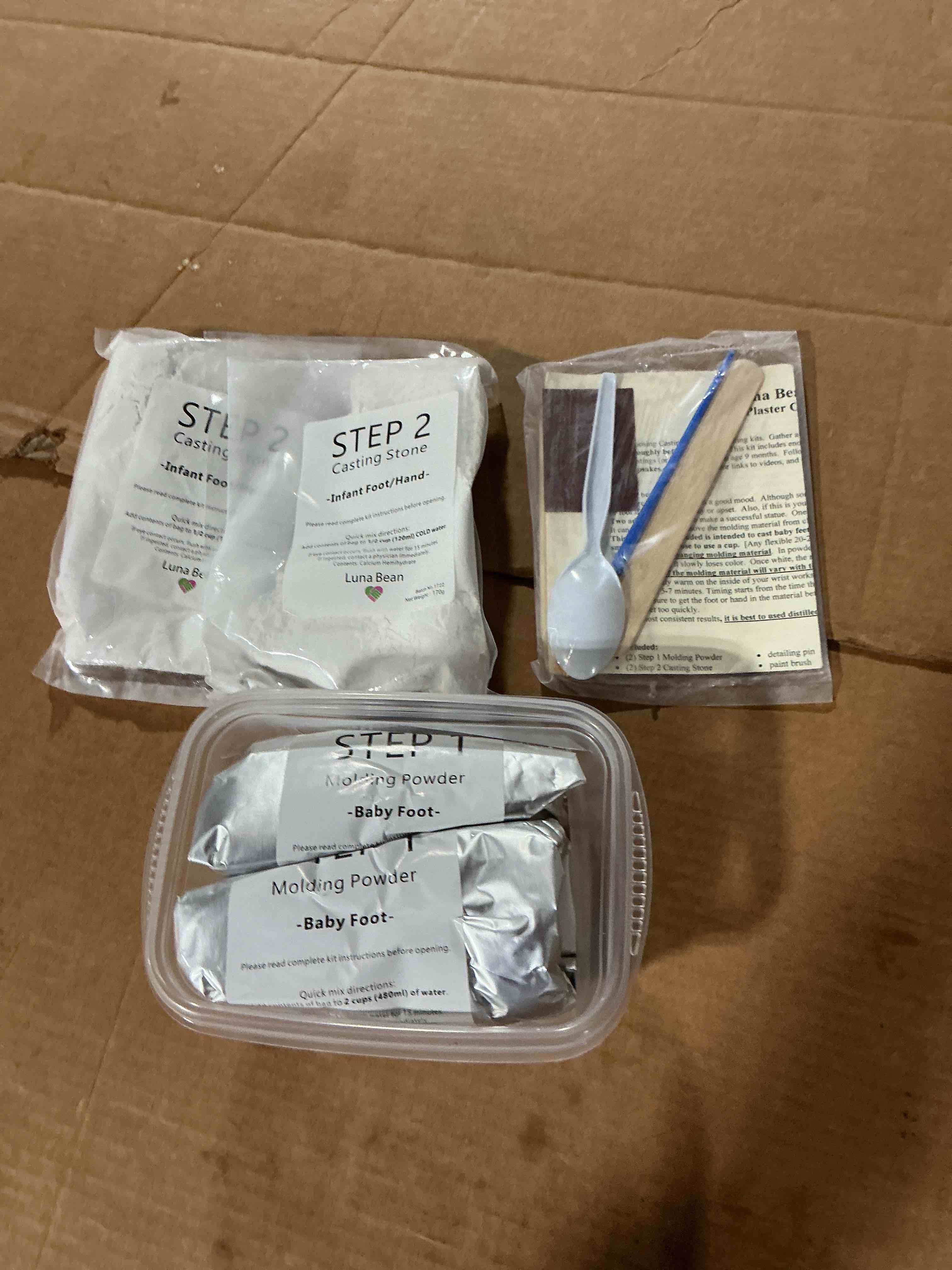 Condition photo showing As Is for luna bean baby keepsake foot & hand castin kit mold casting kit - firstmothers day gifts diy, baby keepsake kit gender neutral rain benishw gritababv bovs & girls. newboa