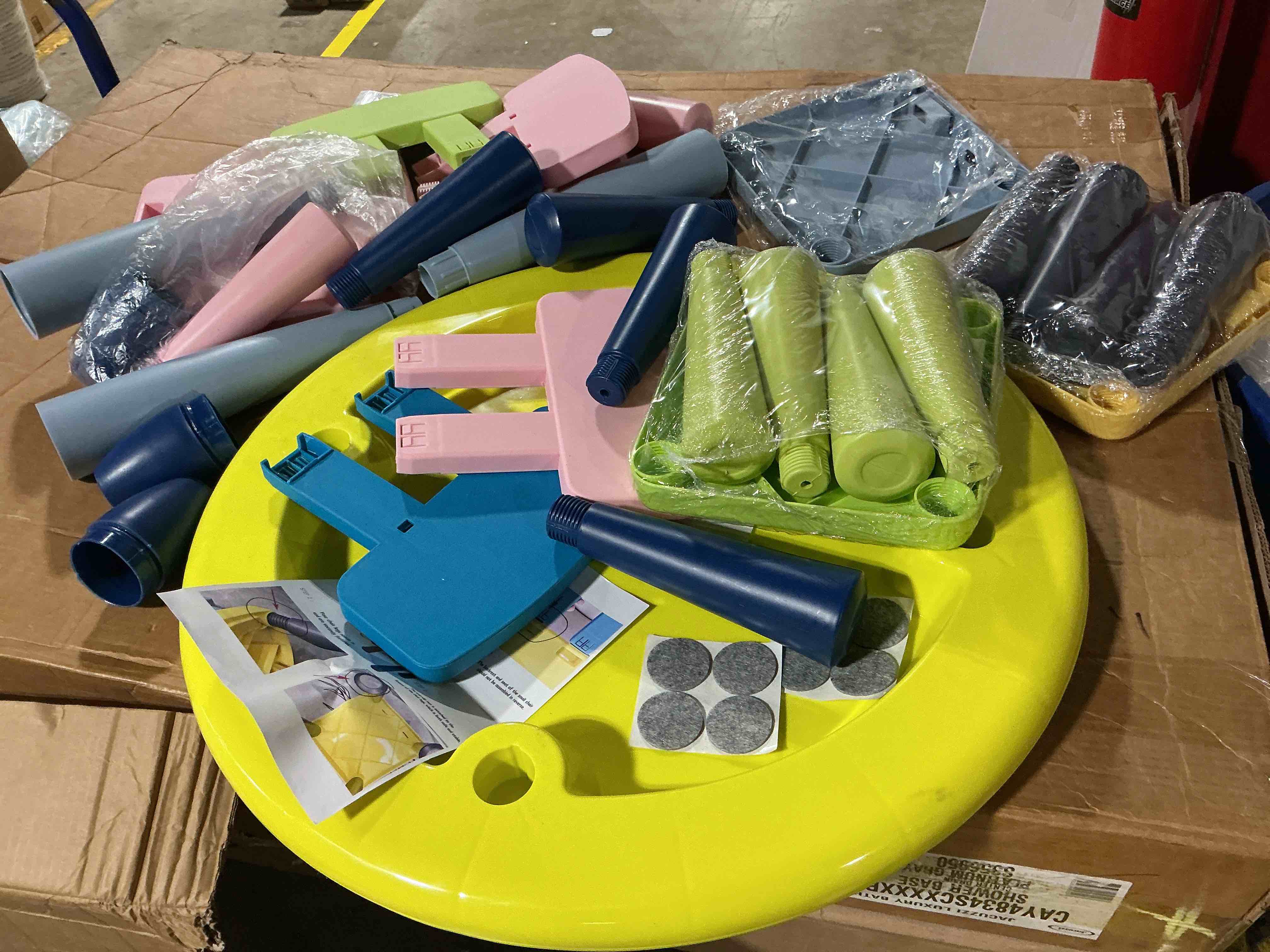 Condition photo showing As Is for kids plastic table and chair set 5 pack, toddler activity table for playing drawing eating, children furniture for playroom nursery daycare, non-slip, easy to clean, yellow