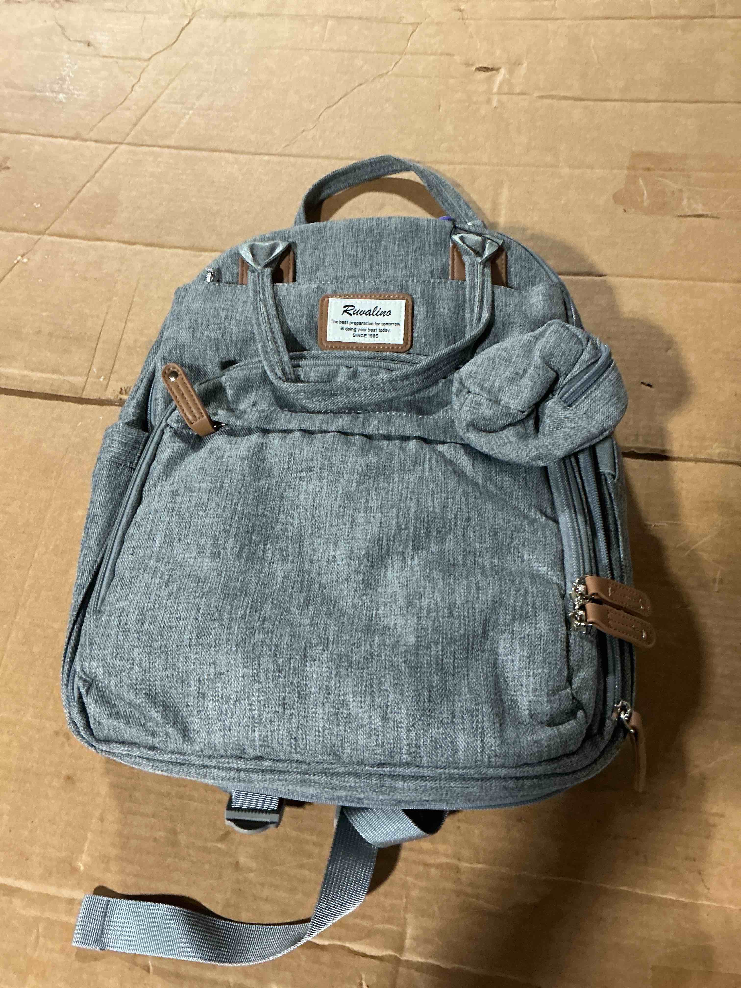 Condition photo showing Good Condition for ruvalino diaper bag backpack, multifunction travel pack maternity baby changing bags, large capacity, waterproof, gray