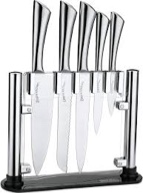 (similar image)utopia kitchen-piece cooking knife black set with silver blades-rust resistant stainless steel material with non-stick coating-rubber handle -multipurpose kriffe set
