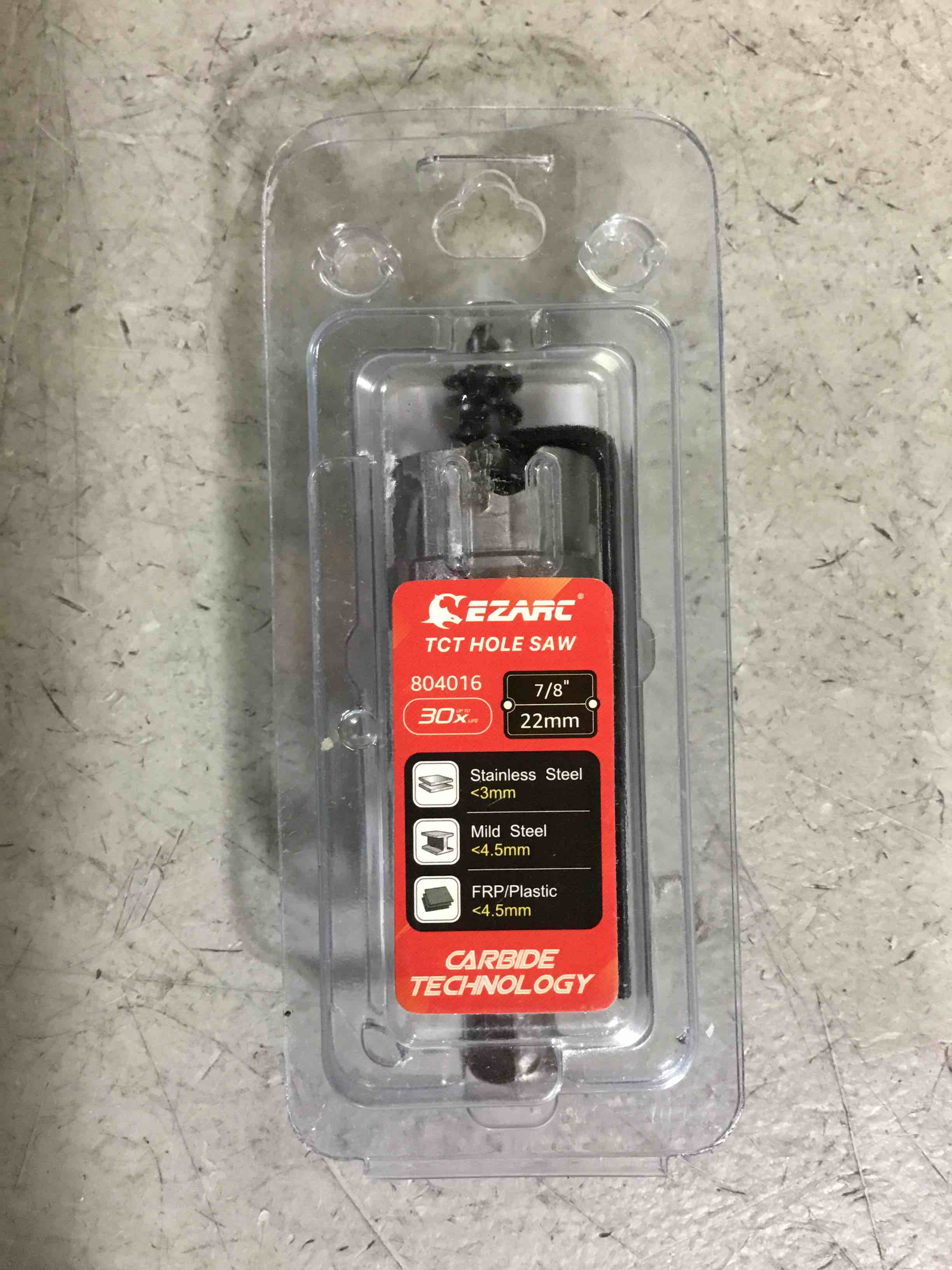 Condition photo showing New/Like New for EZARC Carbide Hole Saw Heavy Duty, Hole Cutter for Stainless Steel, Sheet Metal 7/8'' 22mm
