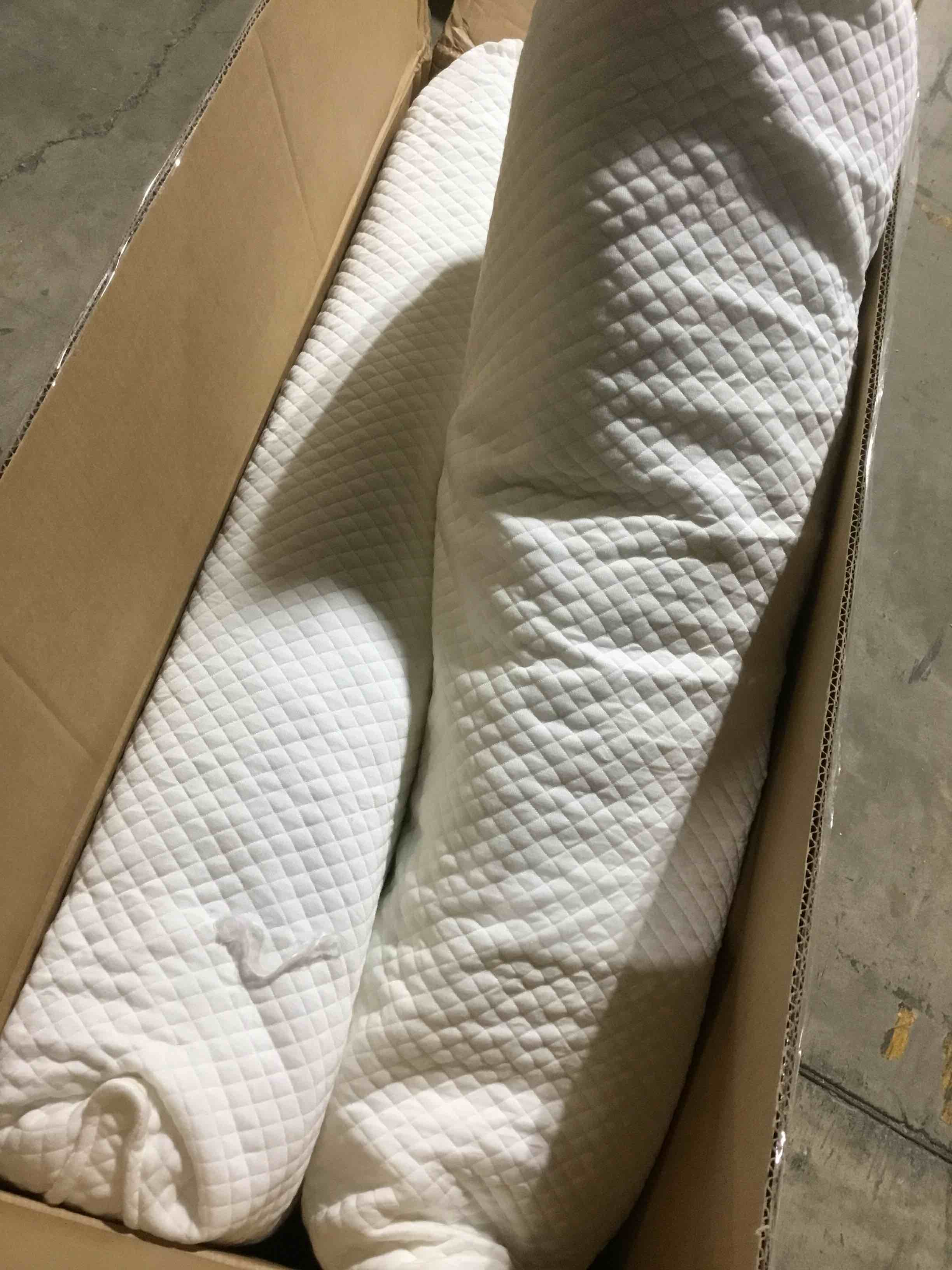 Condition photo showing As Is for pack of 2 Wedge Headboard Pillow for Bed, Twin Dorm Headboard Support for Sitting Up Reading, Relaxing, Removable Washable Corduroy Cover, Polyester and Shredded Foam Filling, White