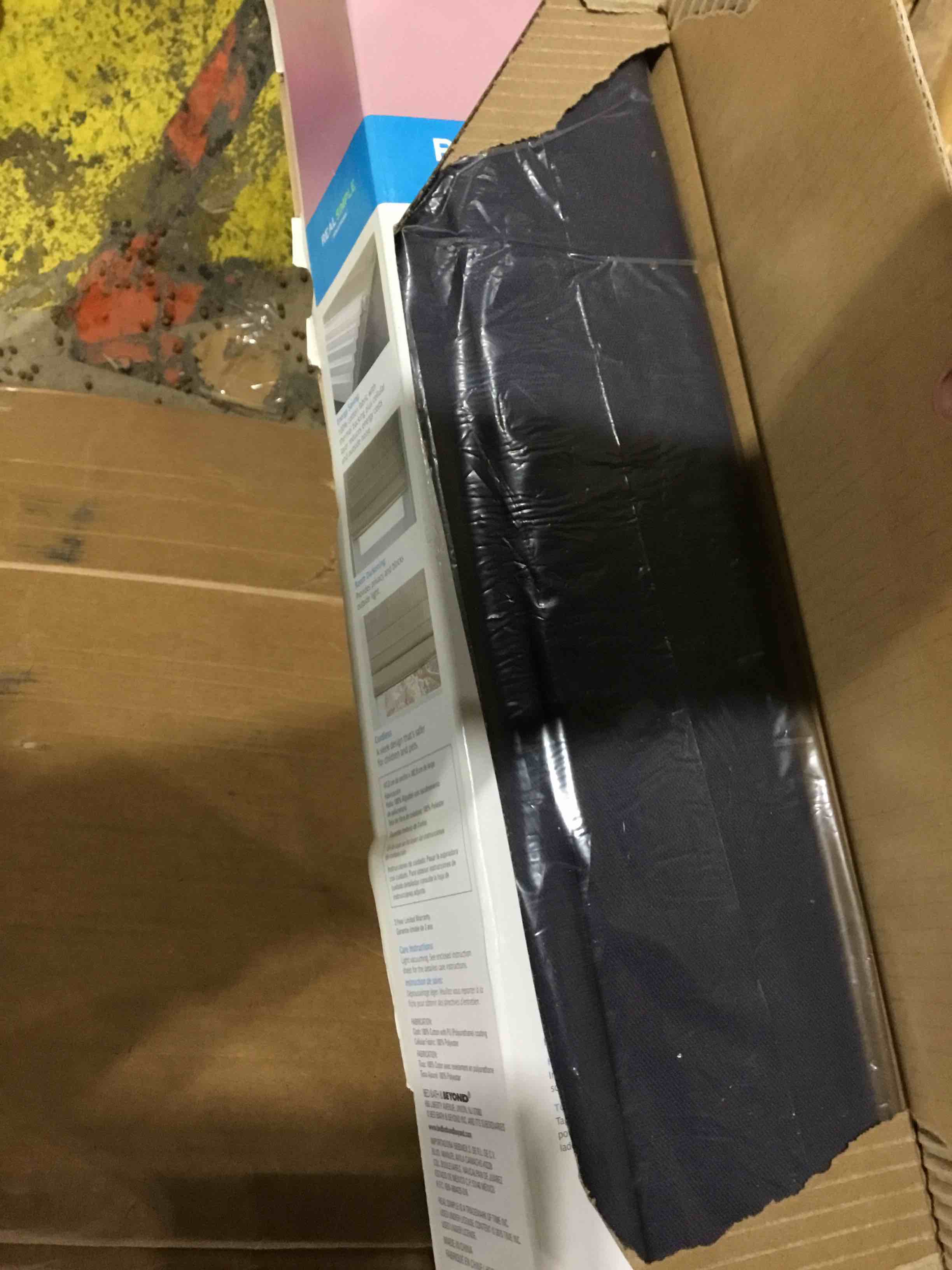 Condition photo showing Good Condition for AOSKY Blackout Roller Shades Cordless Blinds for Windows, Free-Stop Shades with Valance, Thermal Insulated Fabric, UV Protection, Natural Woven Blinds for Home and Office (34" W x 72" H, Navy ) Navy 34"W x 72"H