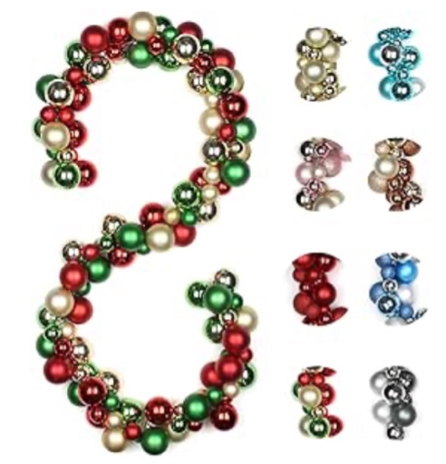 6 FEET Christmas Ball Garland Ornaments Shatterproof Xmas Hanging Balls Decorations for Home Indoor Outdoor Mantel Holiday Party Wedding Tree - Gold & Bronze