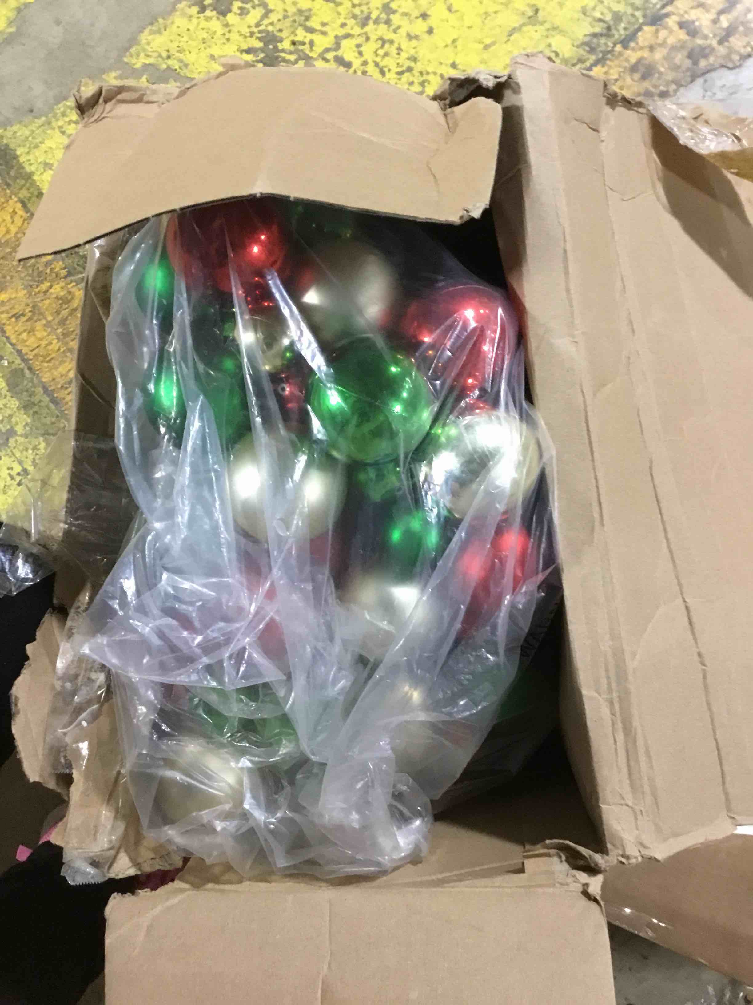 Condition photo showing As Is for 6 FEET Christmas Ball Garland Ornaments Shatterproof Xmas Hanging Balls Decorations for Home Indoor Outdoor Mantel Holiday Party Wedding Tree - Gold & Bronze