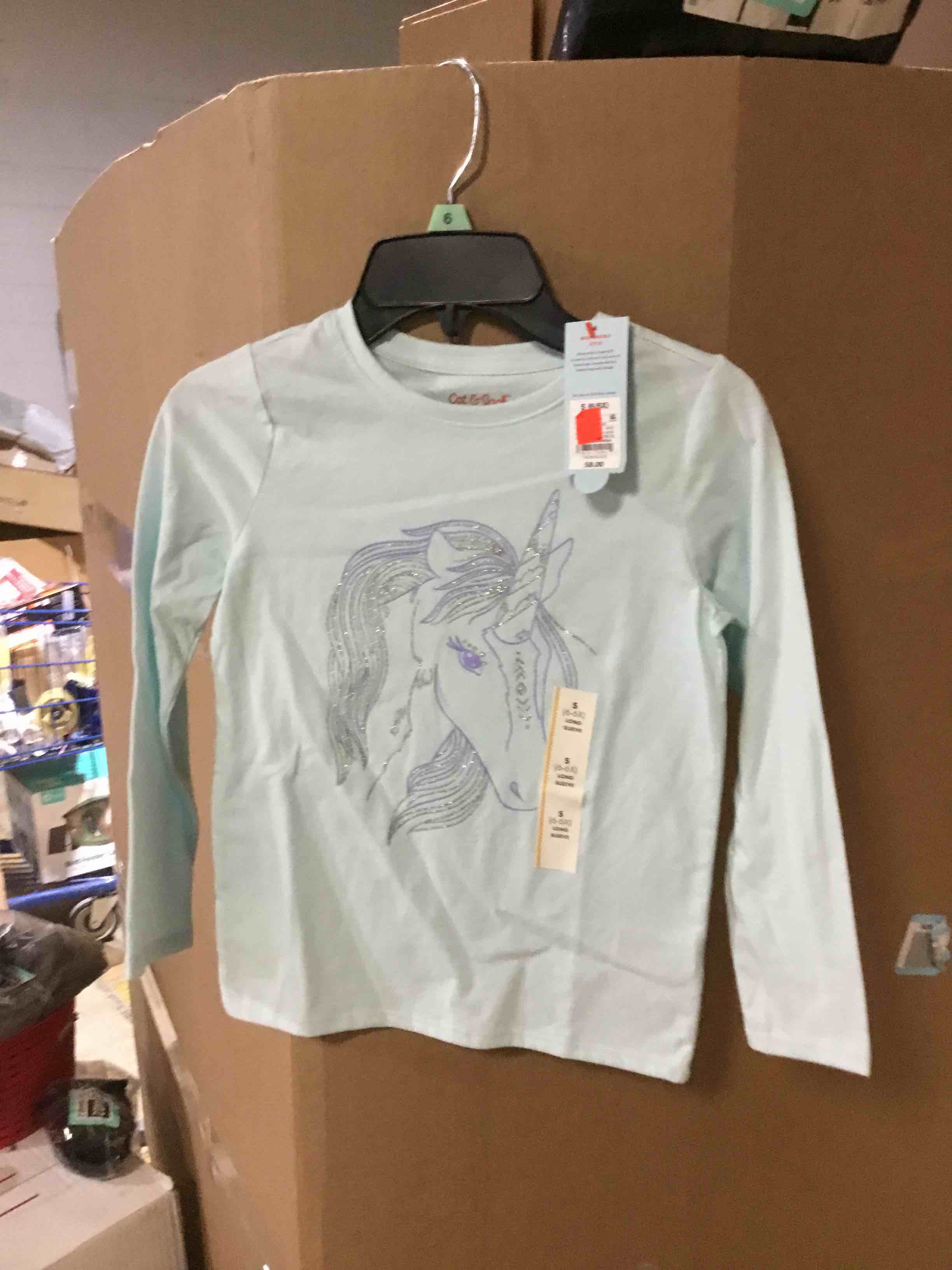 Condition photo showing Good Condition for Girls' Unicorn Long Sleeve Graphic T-Shirt - Cat & Jack Turquoise Blue S
