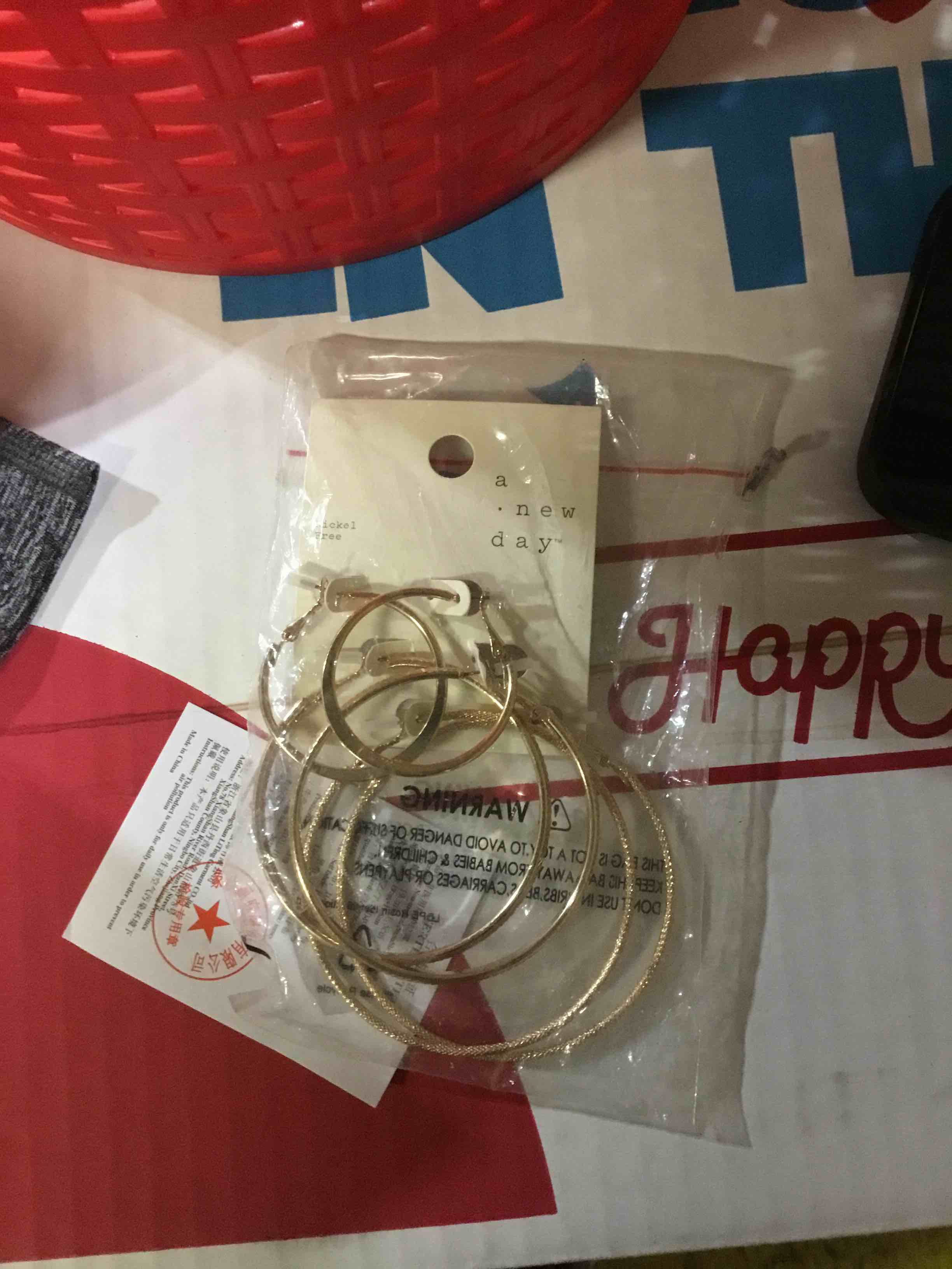 Condition photo showing Good Condition for Mid Size Hoop Earring Set 3ct - A New Day™ Gold