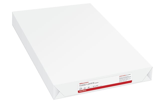  pack of 4 office depot® multi-use printer & copy paper, 1 ream, white, ledger (11" x 17"), 500 sheets per ream, 20 lb, 96 brightness, 843923odrm 2,000 sheets 