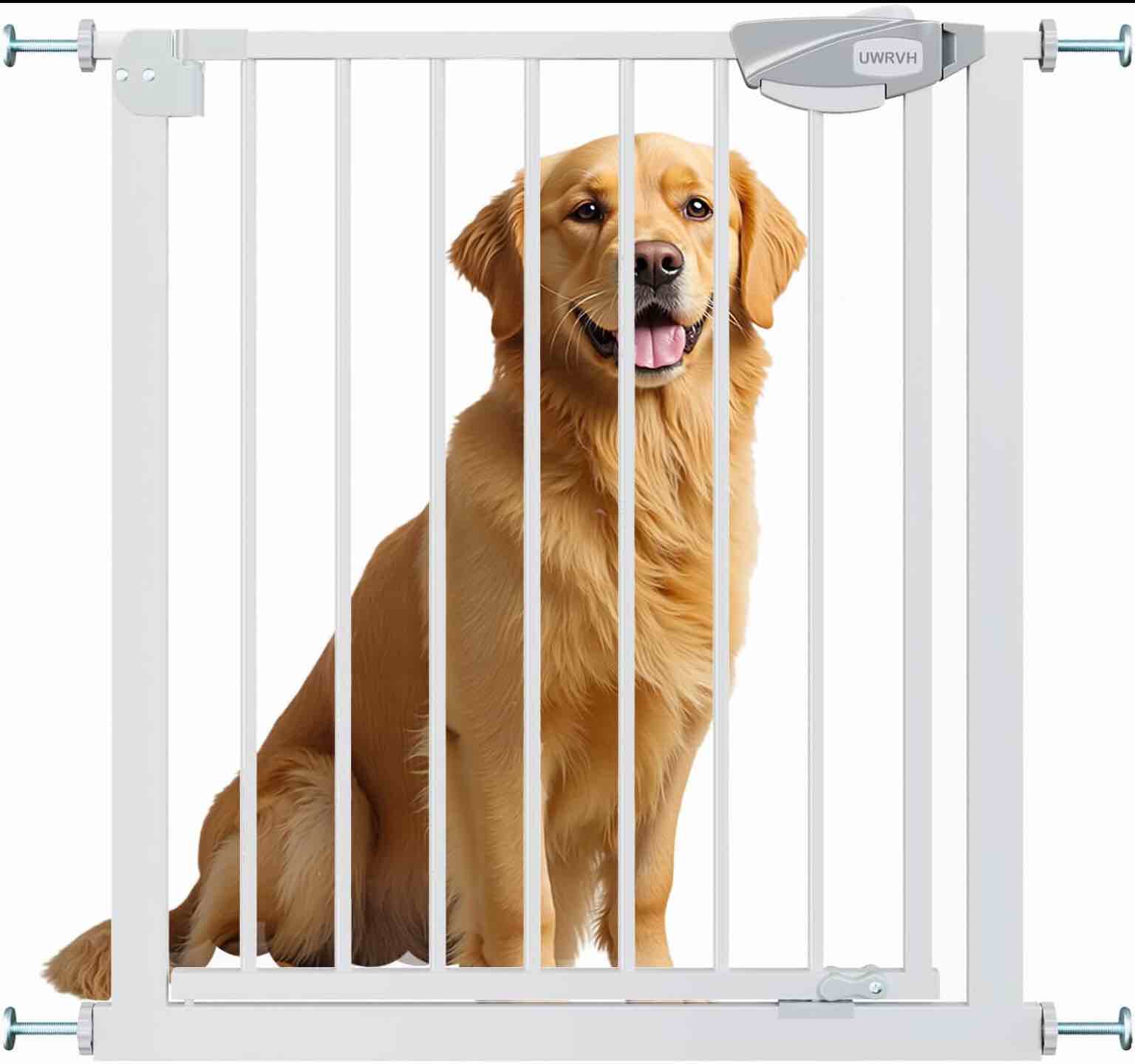 Auto-Close Baby Gate for Stairs & Doorways Dog Gate - Adjustable Steel Safety Gate with Dual Lock, Fits 29"-33" Wide, Pressure Mount No Drilling (White, 30-33" W x 30" H) White installation size?30-33"W x 30"H?