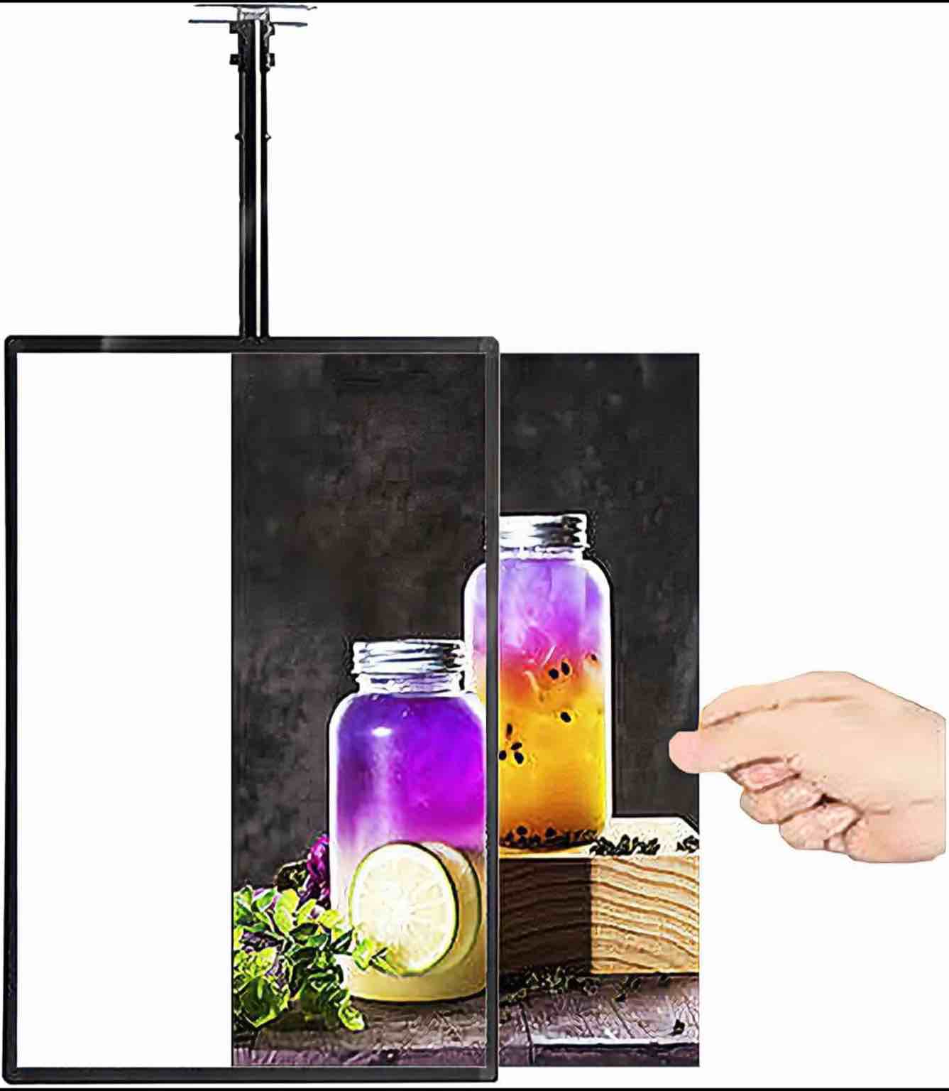 Wall Mounted LED Menu Light Box, 3D Slim Snap Frame Light Box Billboard, Restaurant Coffee Beverage Shop Display Board Sign, With Telescopic Rod (15.7"x23.6"/40cmx60cm)