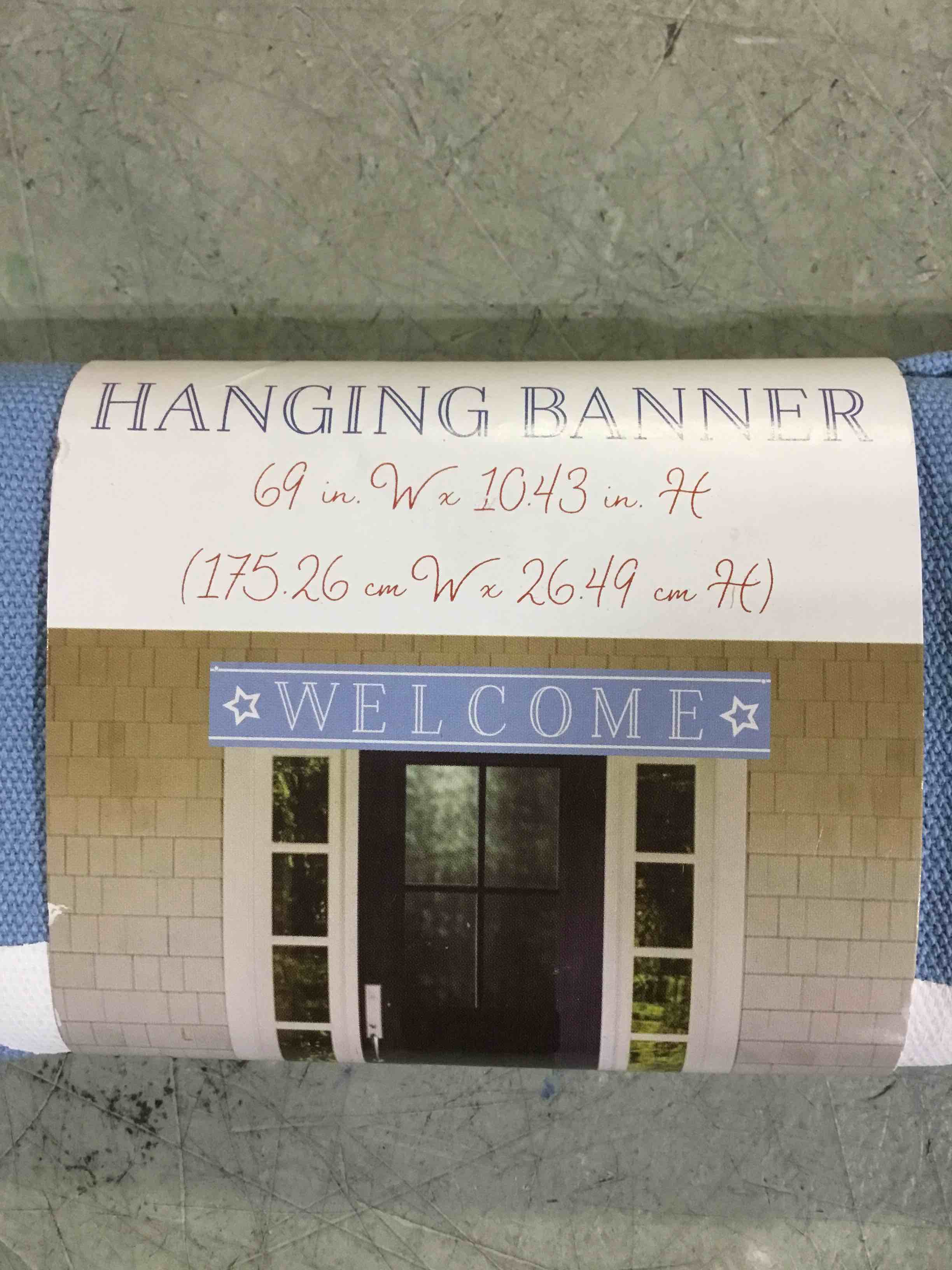 Target Bullseye Playground Welcome Banner Canvas Hanging Light Blue 69 in. Wx 10.43 in. H (175.26 cm Wx 26.49 cm H)