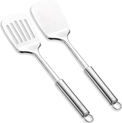 (only one )master kitchen stainless steel metal spatula for cooking, evanda stainless steel slotted turner, heavy duty sturdy kitchen spatula high heat resistant, ideal cookware for fish,eggs,pancakes, dishwasher safe, easy to clean