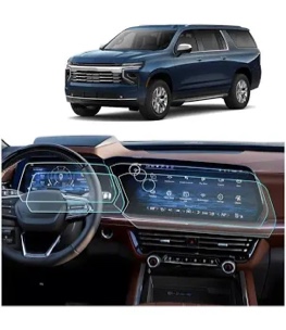 4PCS) 2025 2026 Chevy tahoe suburban Screen Protector For tahoe suburban (LT/RST/Z71/Premier/High Country) 17.7" Navi + 11" Dash Touchscreen Cover, 2025 tahoe suburban Accessories HD Transparent Nano Film