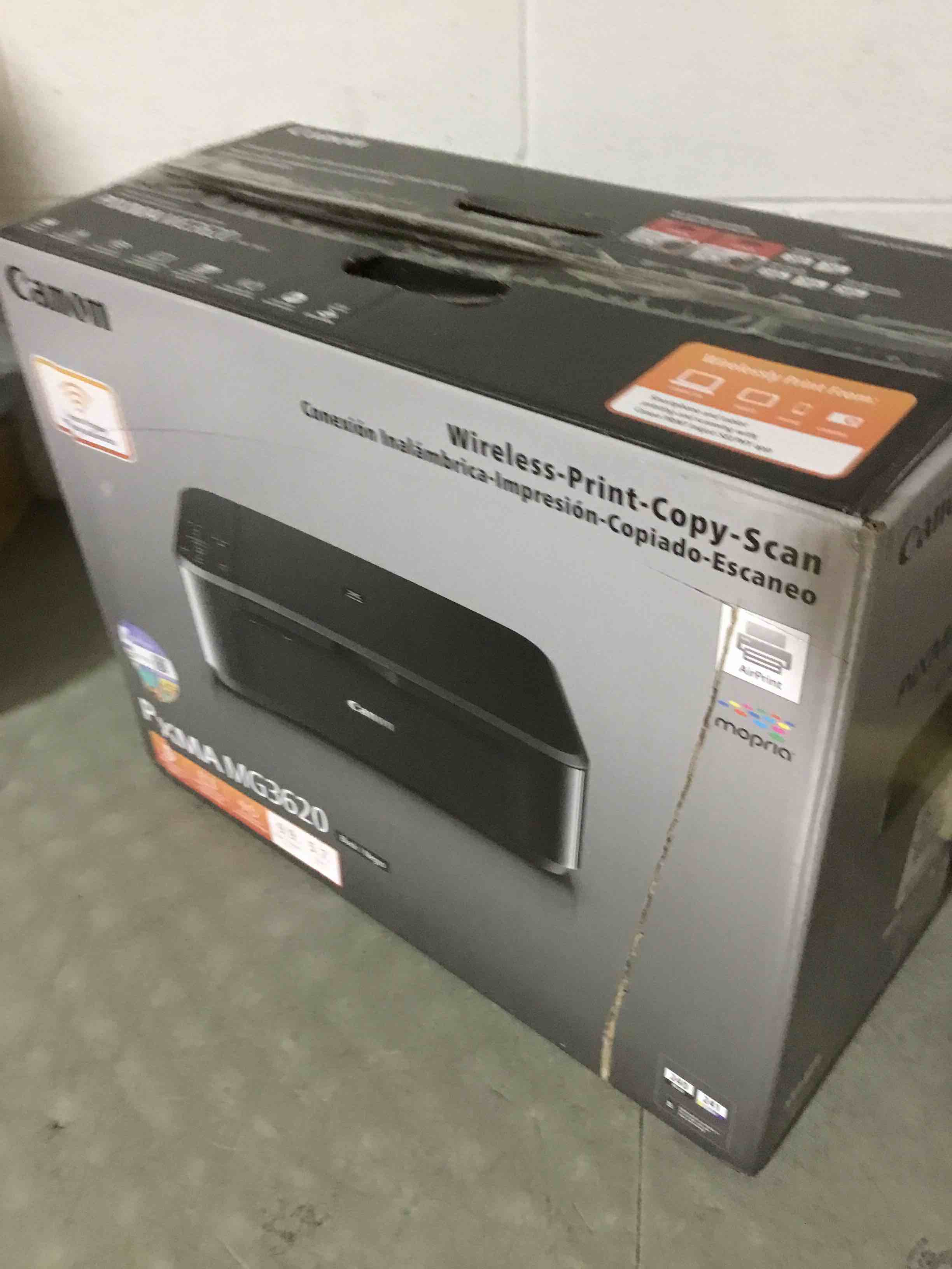 Condition photo showing As Is for Canon Pixma MG3620 Wireless All-in-One Color Inkjet Printer with Mobile and Tablet Printing, Black