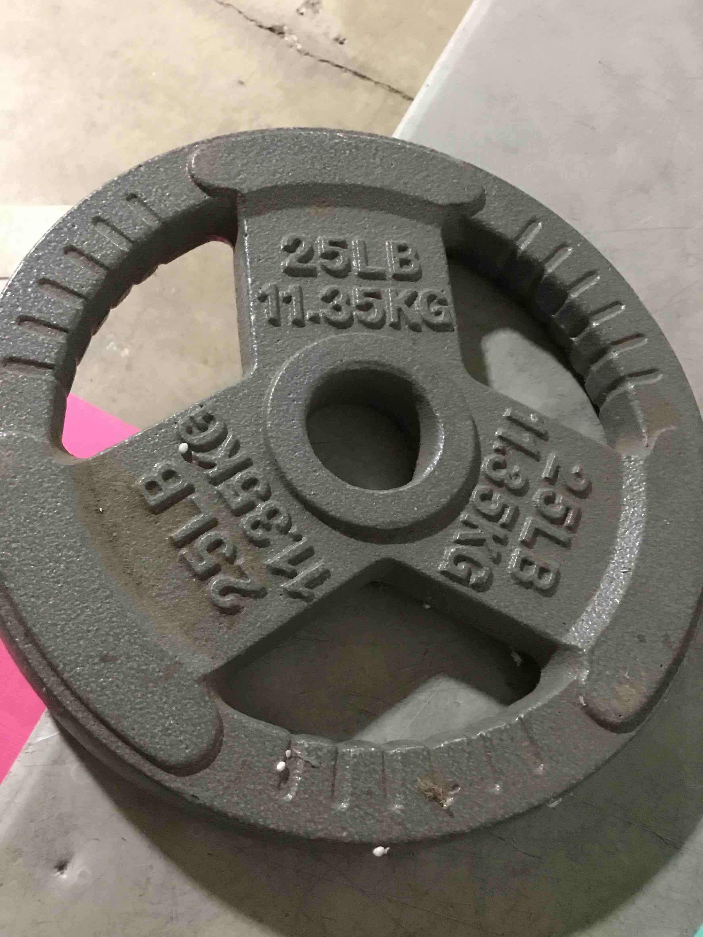 Condition photo showing Good Condition for HulkFit 2-inch Iron Plate for Strength Training, Weightlifting and Crossfit, Single (25 Pounds), Silver